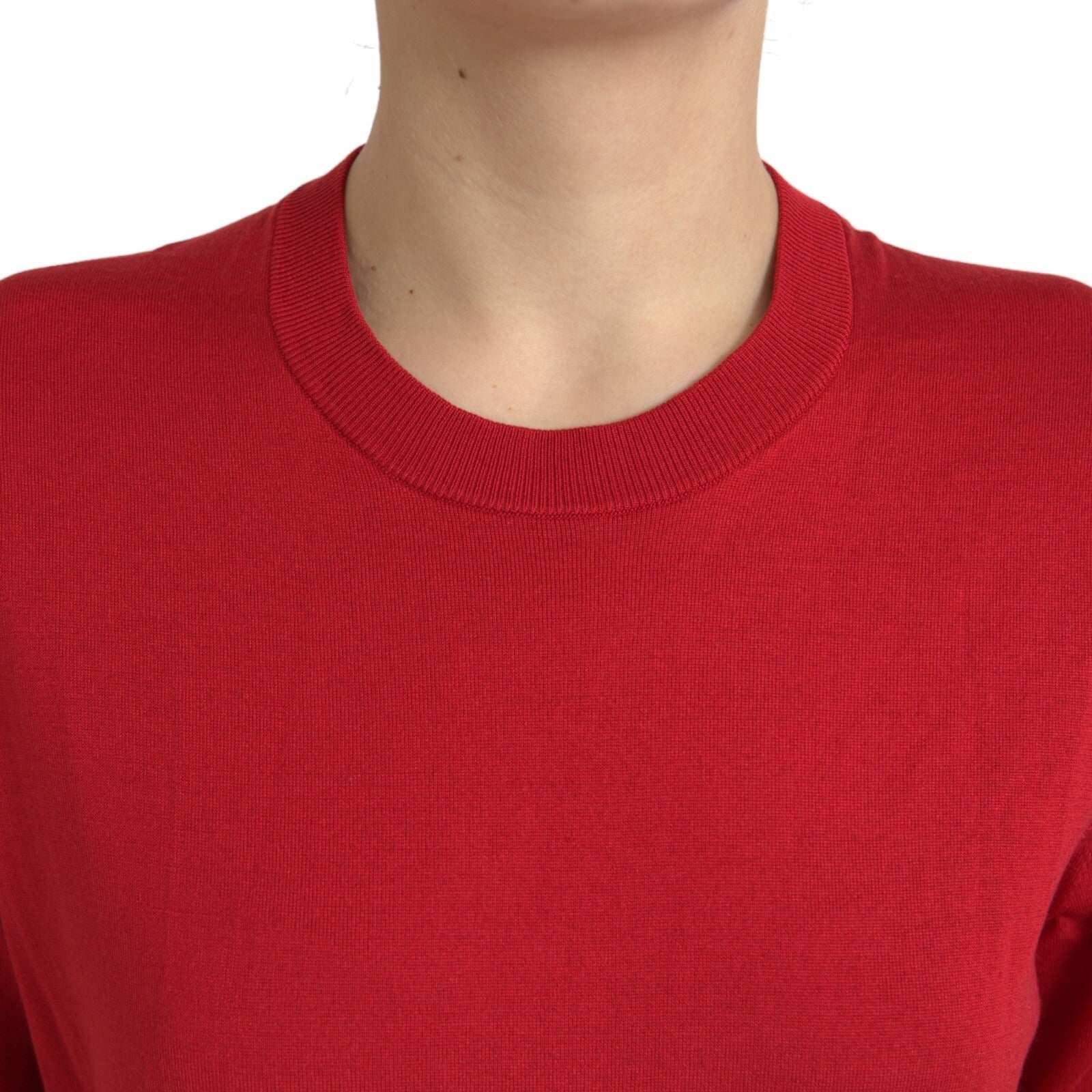 Dolce & Gabbana Red Silk Crew Neck T-Shirt with Short Sleeves-5