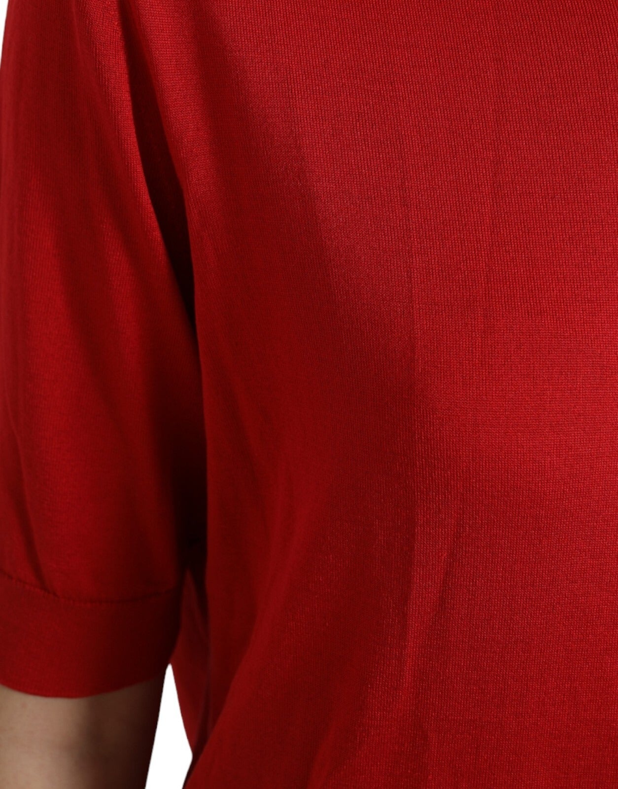 Dolce & Gabbana Red Silk Crew Neck T-Shirt with Short Sleeves-6