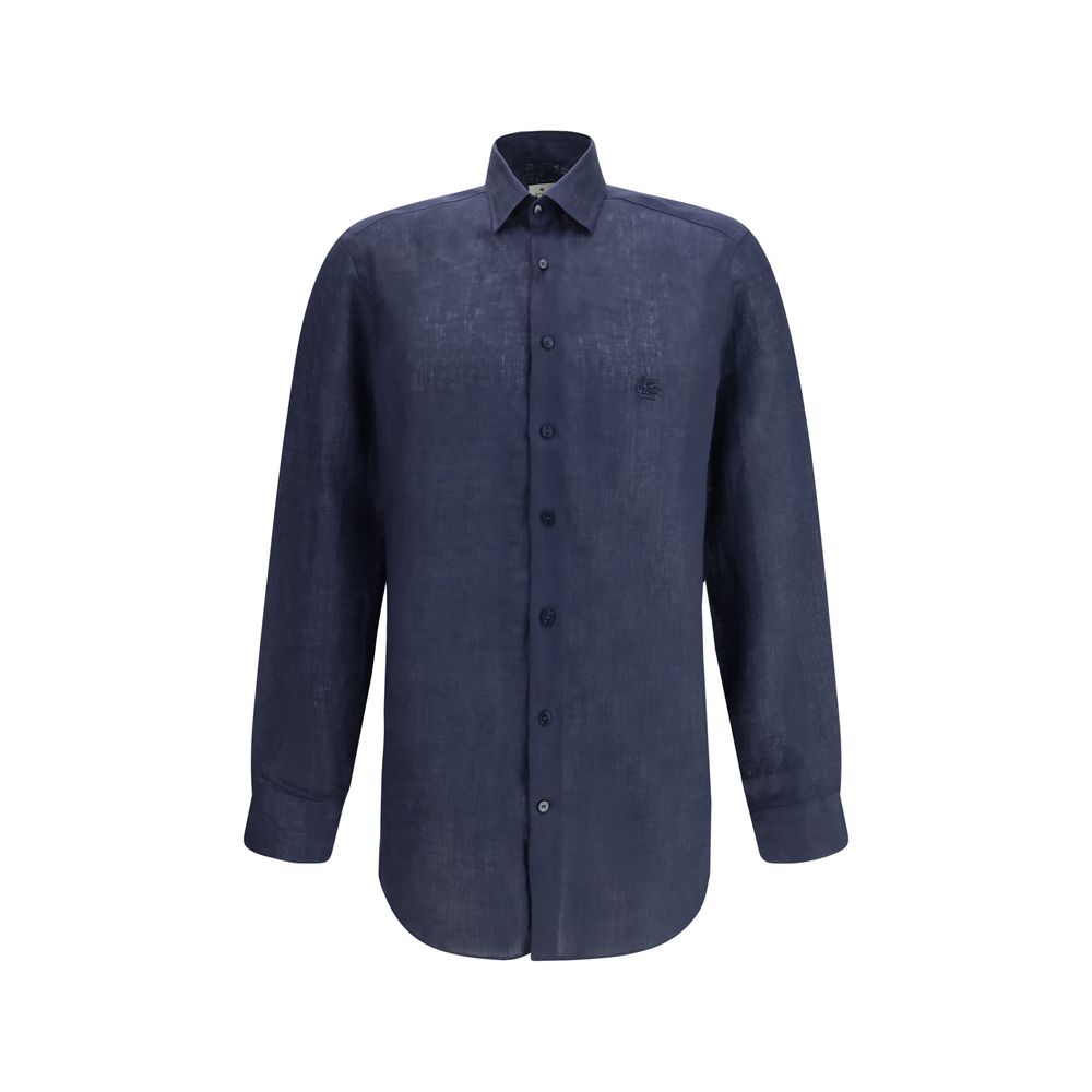 Etro Blaues Leinenhemd-1