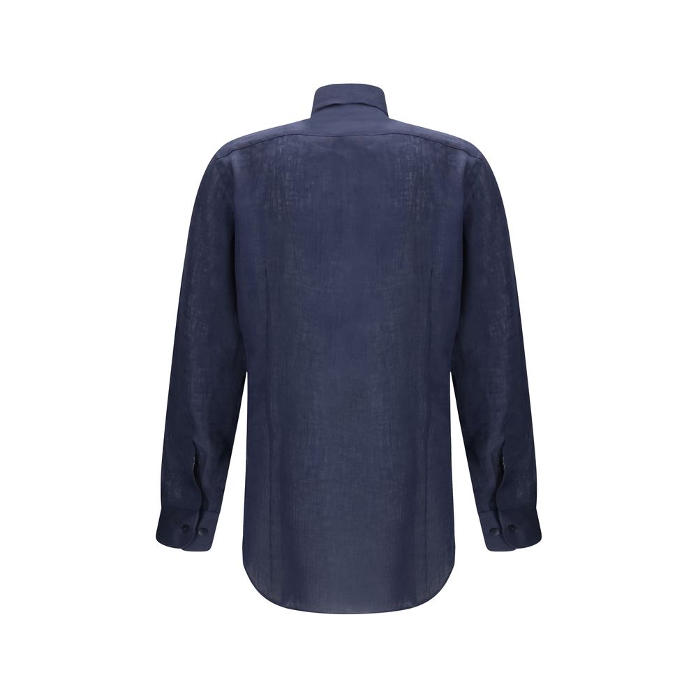 Etro Blaues Leinenhemd-2