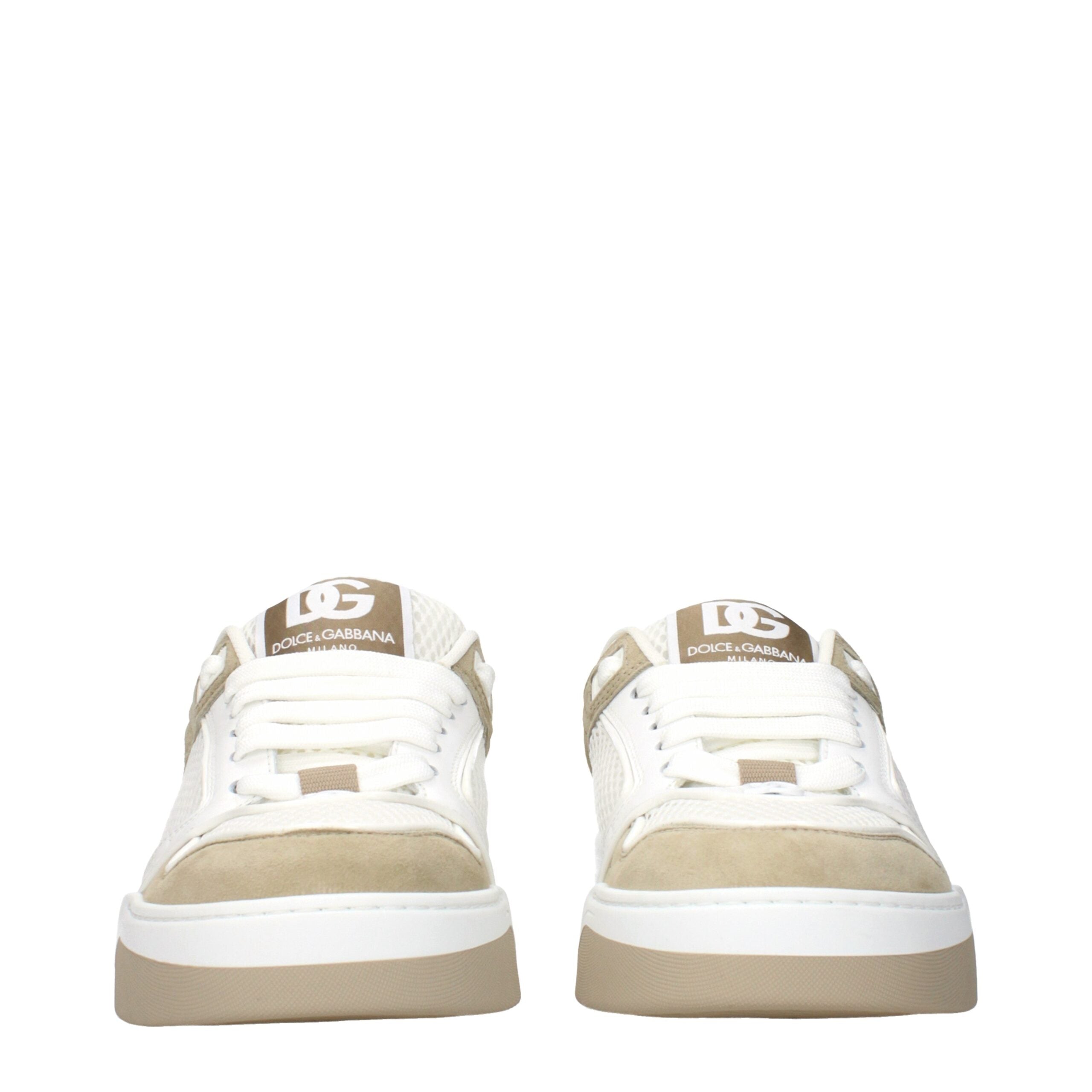 Dolce & Gabbana Weiße Stoff-Sneaker mit niedrigem Schaft-3