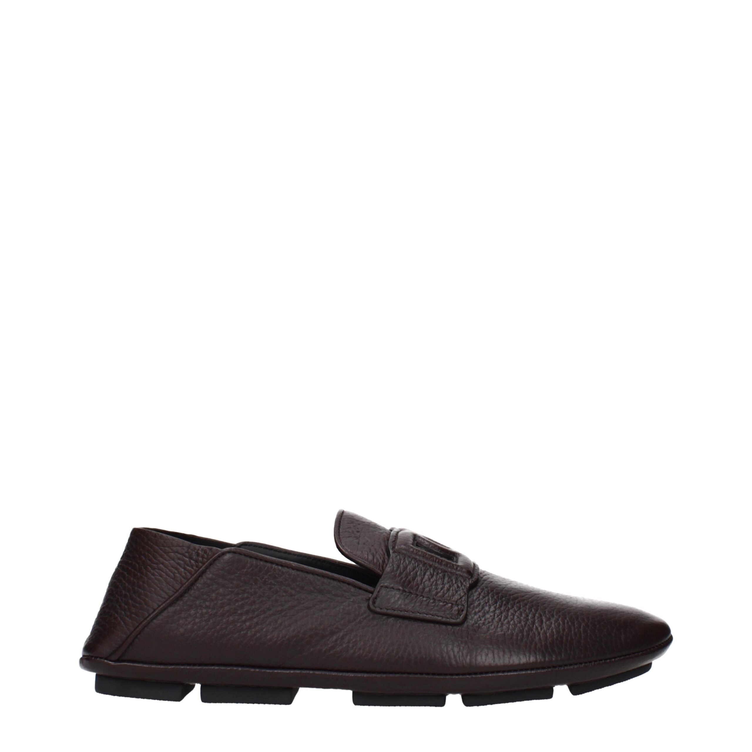 Dolce & Gabbana Braune Leder-Slipper