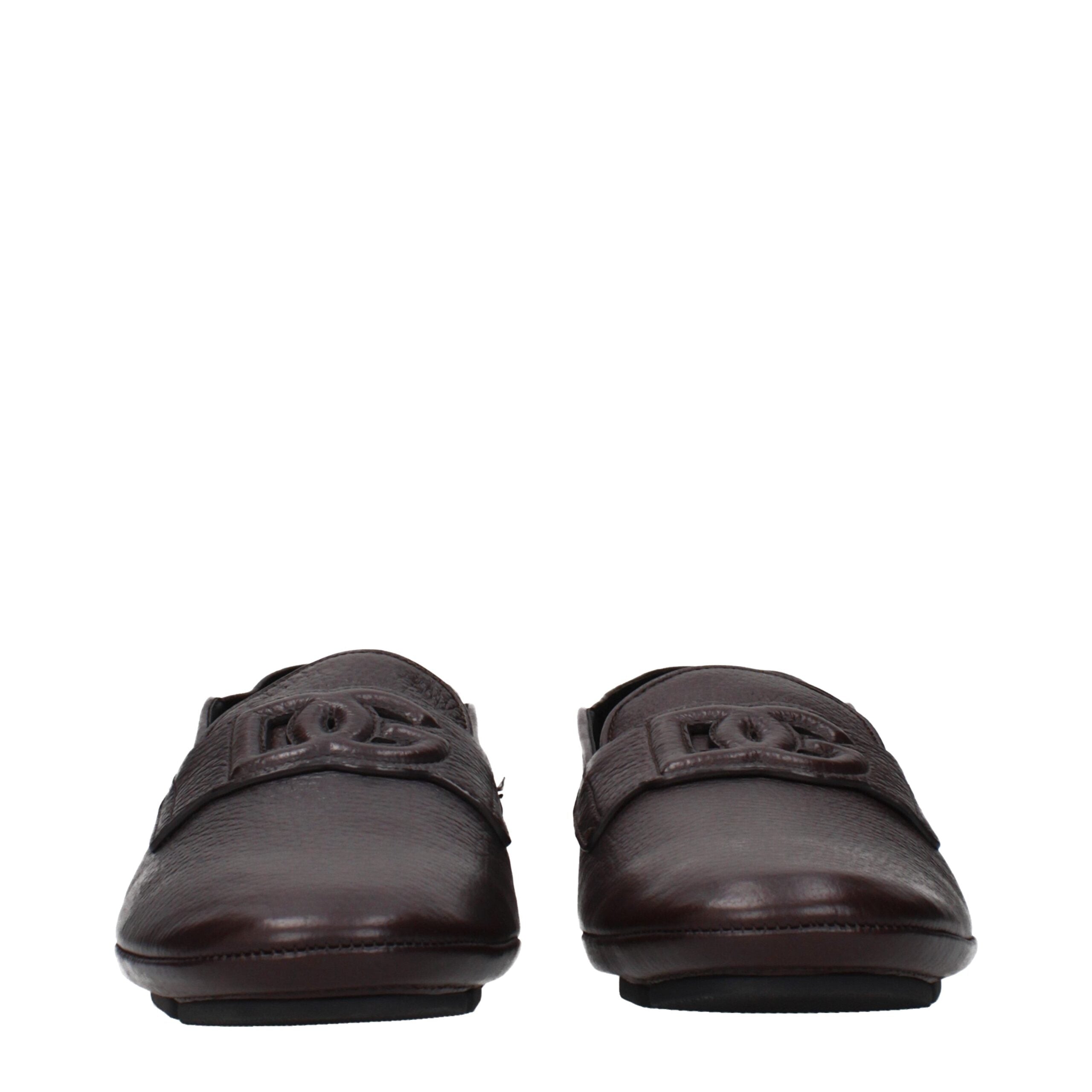 Dolce & Gabbana Braune Loafer aus Leder zum Hineinschlüpfen-3