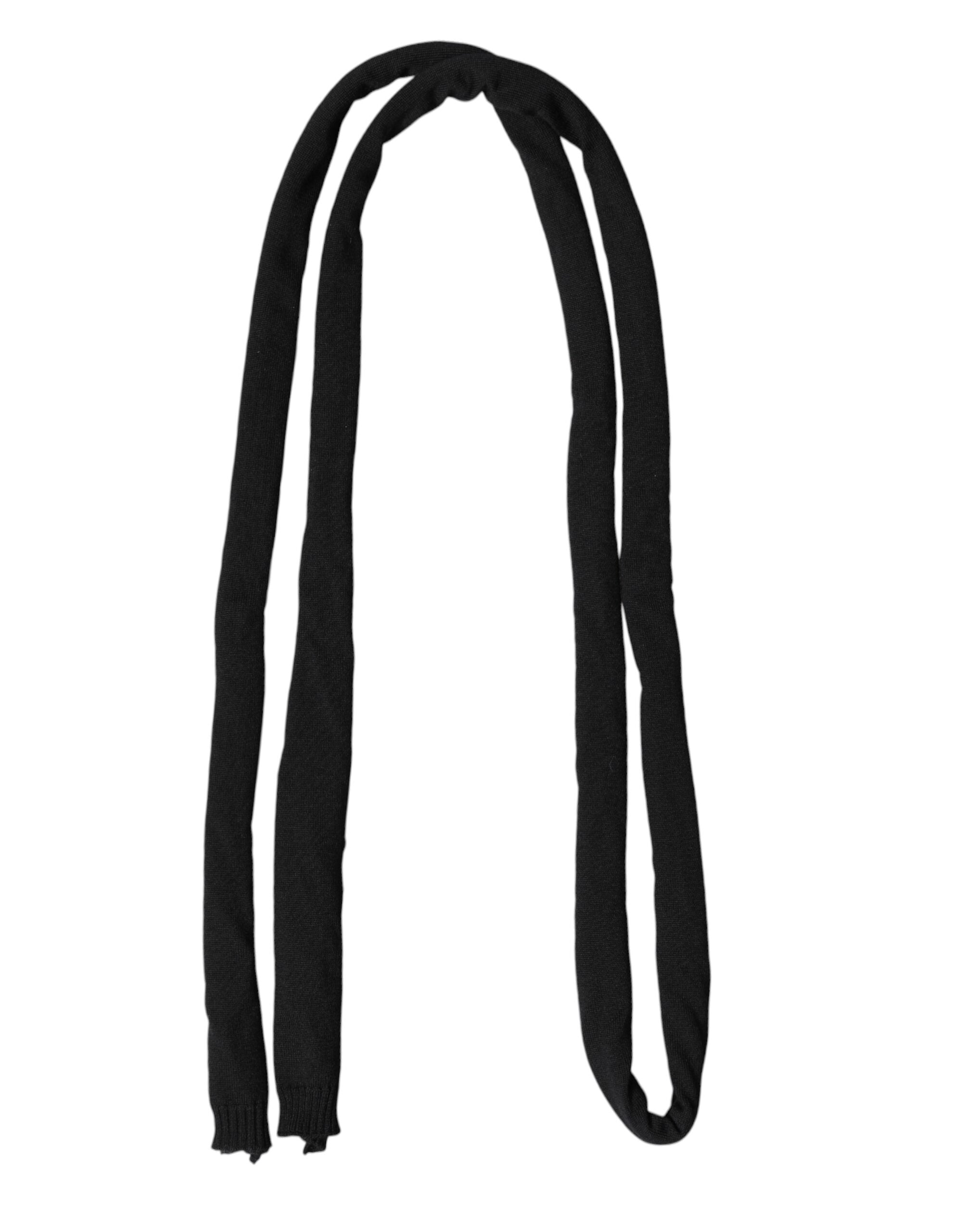 Dolce & Gabbana Black Wool Scarf Knitted Neck Warmer Scarf Men's Scarf-1