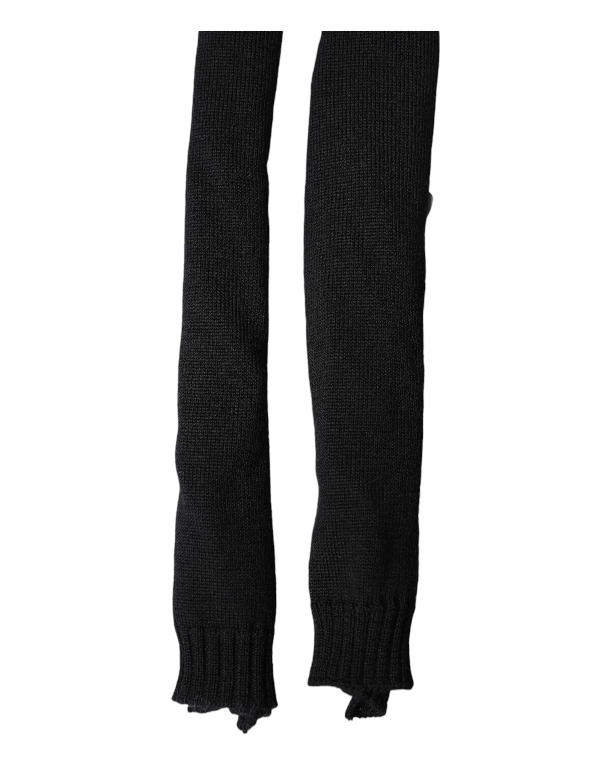 Dolce & Gabbana Black Wool Scarf Knitted Neck Warmer Scarf Men's Scarf-3