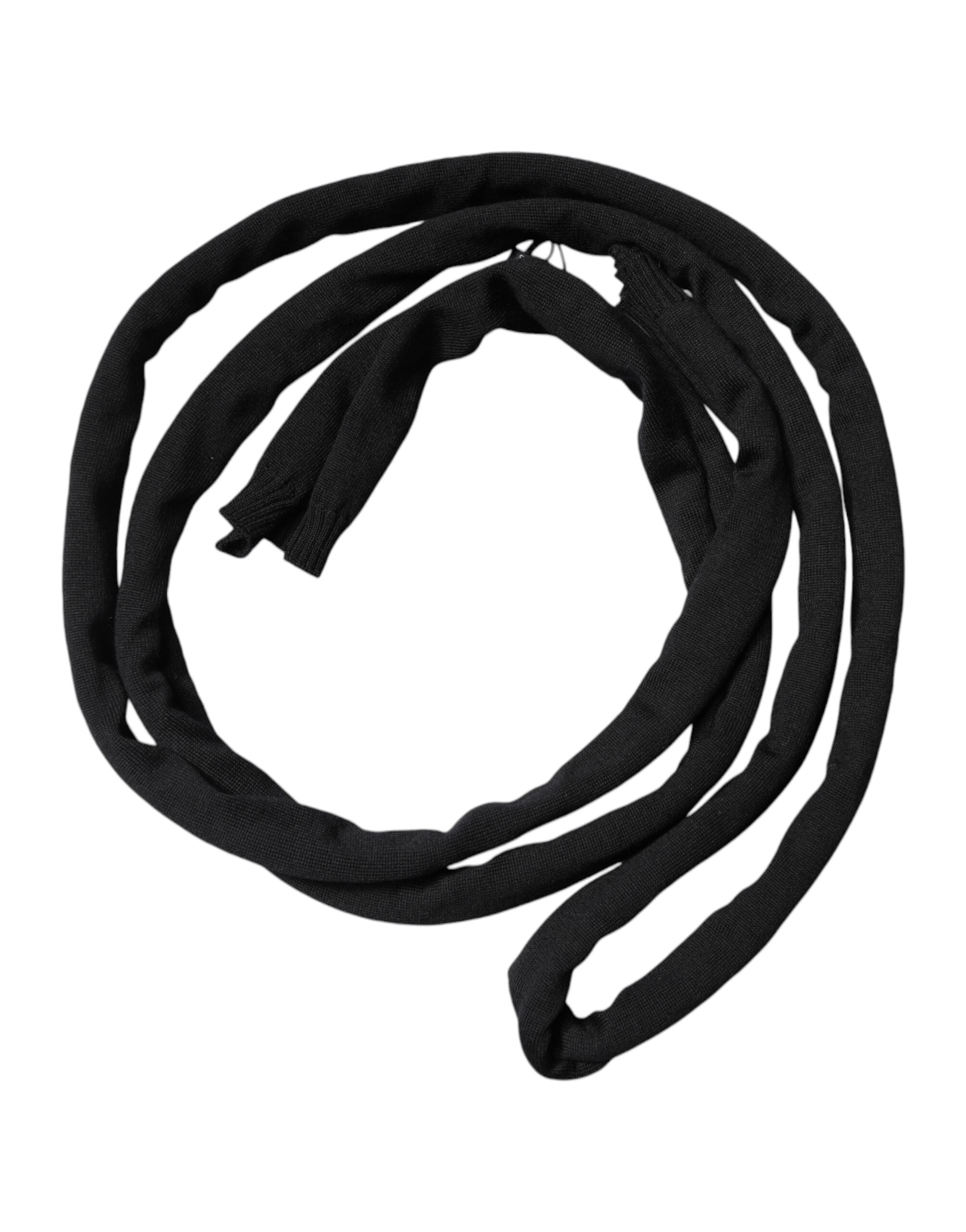 Dolce & Gabbana Black Wool Scarf Knitted Neck Warmer Scarf Men's Scarf-4