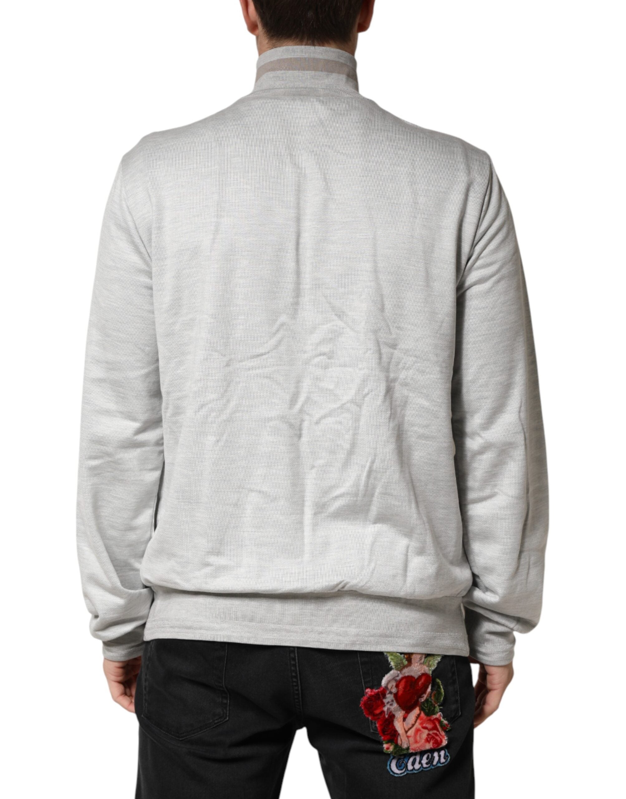 Dolce & Gabbana Light Gray Cotton Zip-Up Cardigan-4