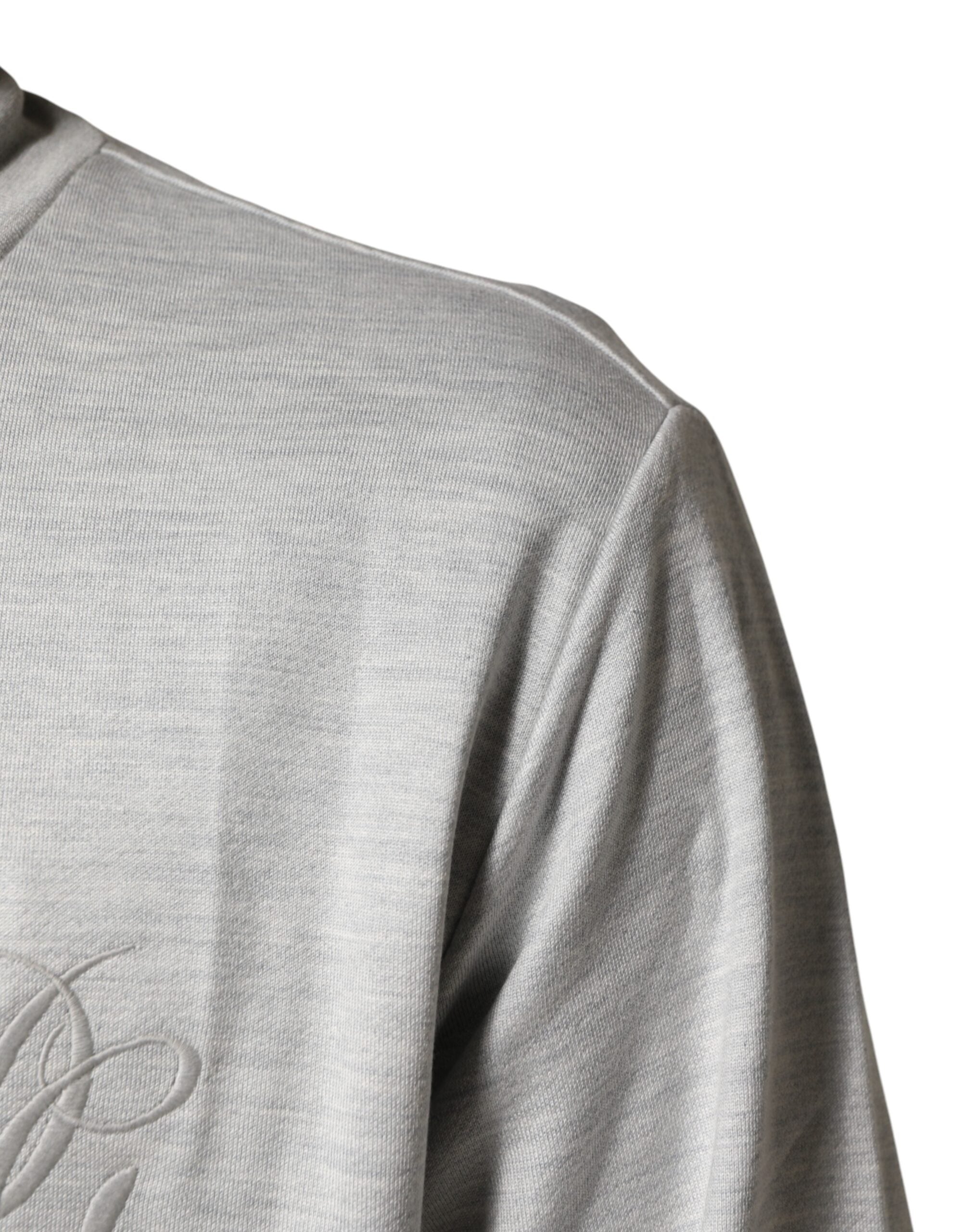 Dolce & Gabbana Light Gray Cotton Zip-Up Cardigan-6