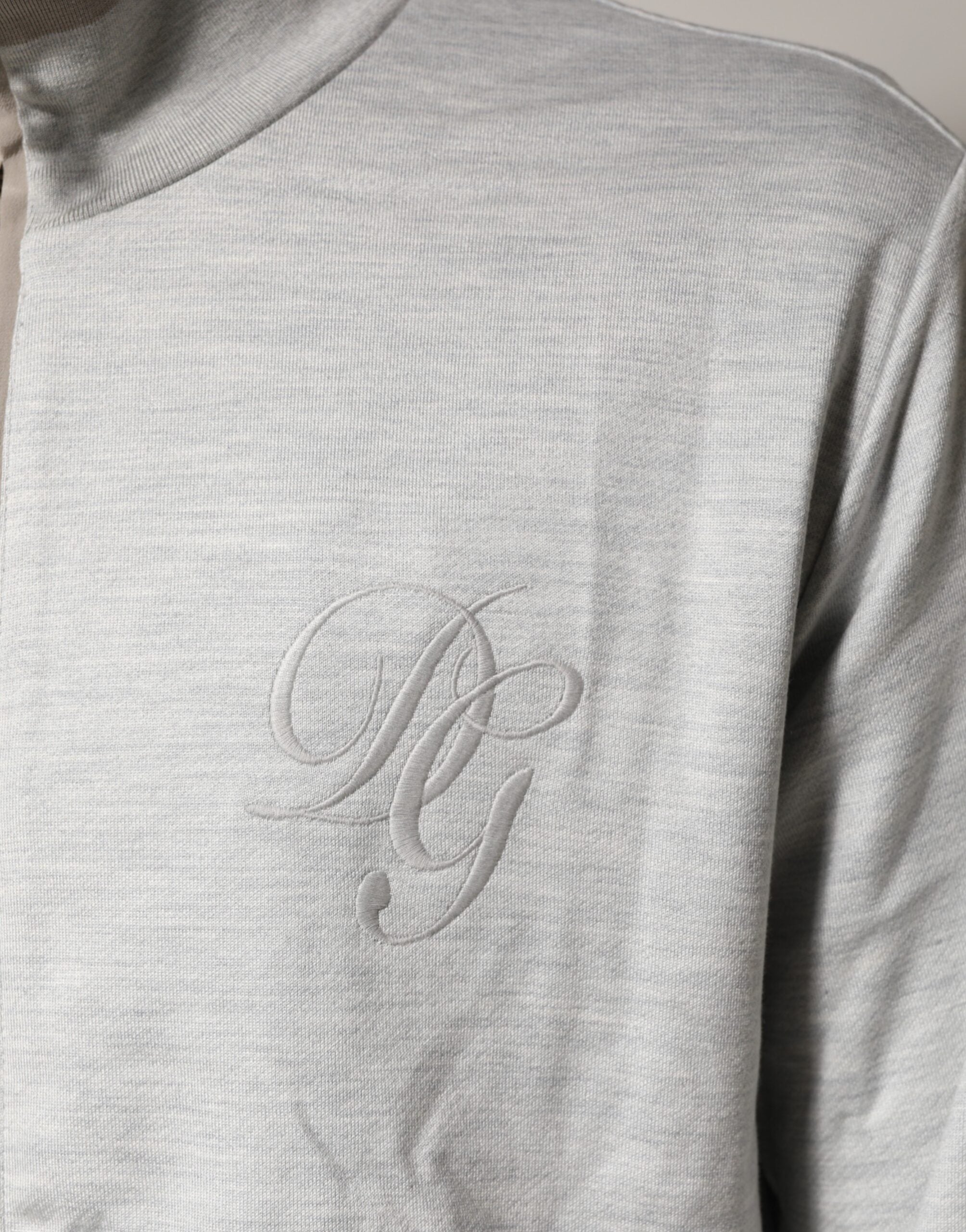 Dolce & Gabbana Light Gray Cotton Zip-Up Cardigan-7