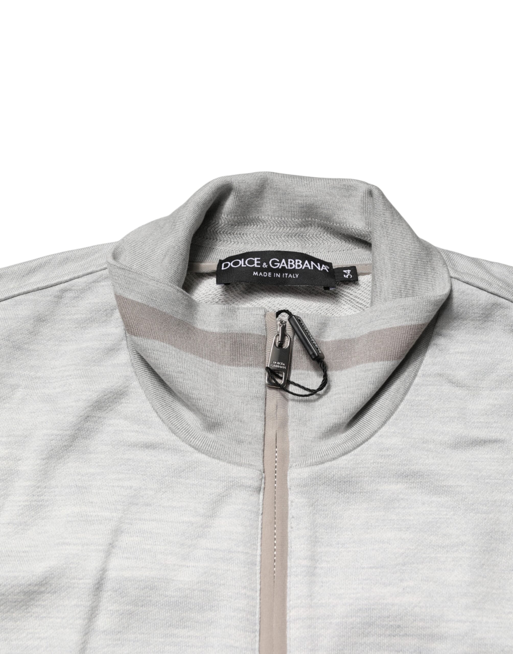 Dolce & Gabbana Light Gray Cotton Zip-Up Cardigan-8