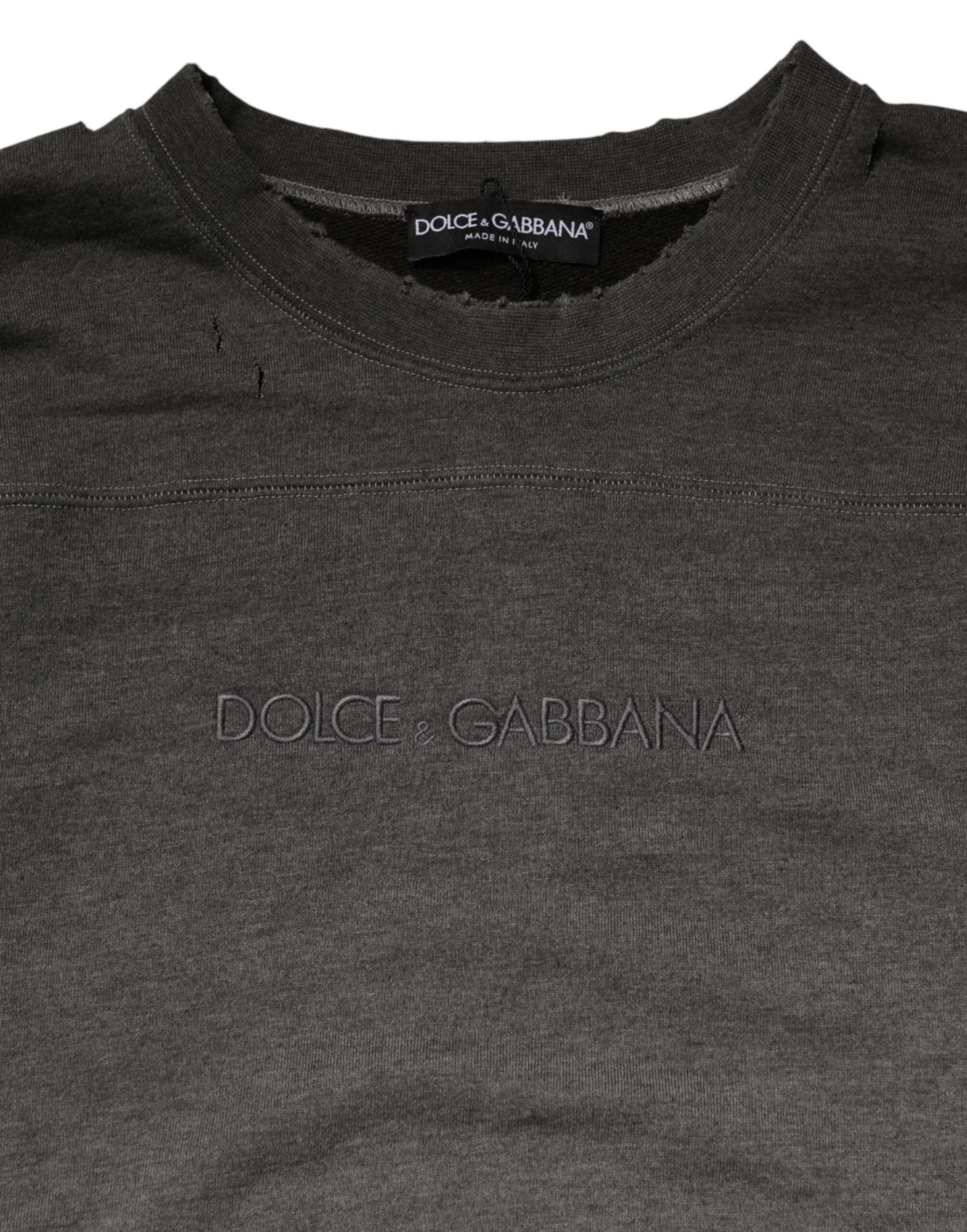 Dolce & Gabbana Men's Grey Cotton Crew-Neck Sweater-7