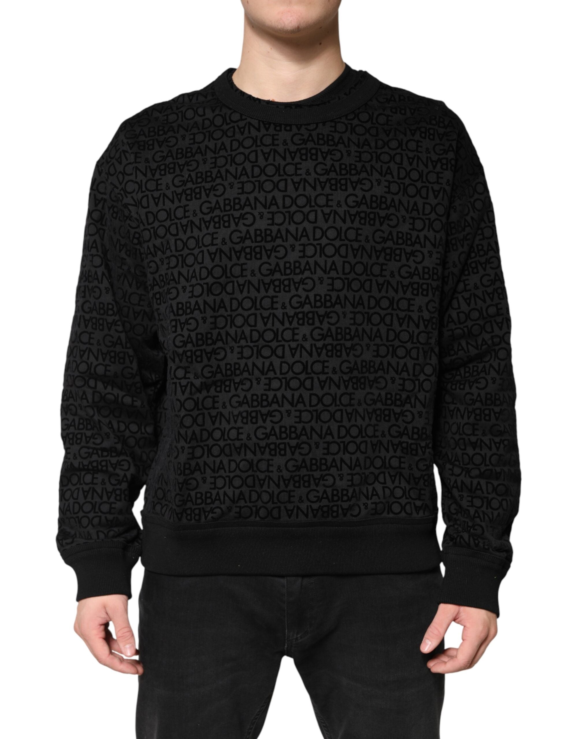 Dolce & Gabbana Black Monogram Crew Neck Sweatshirt-1