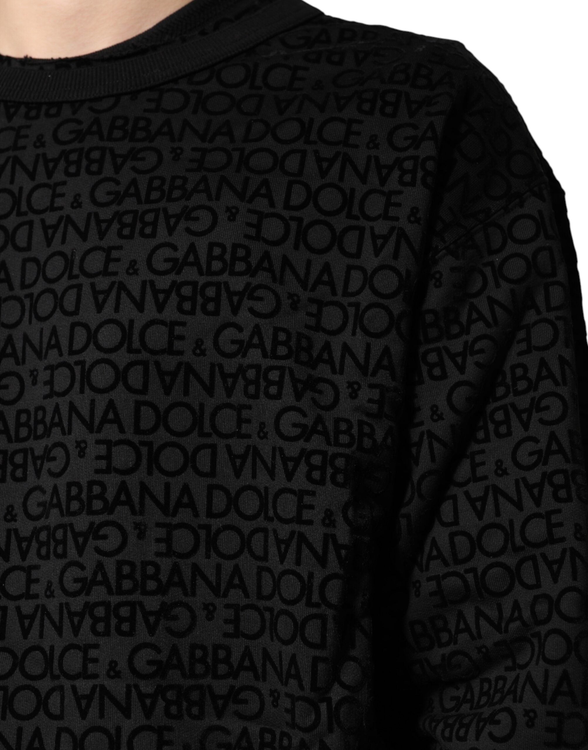 Dolce & Gabbana Black Monogram Crew Neck Sweatshirt-6