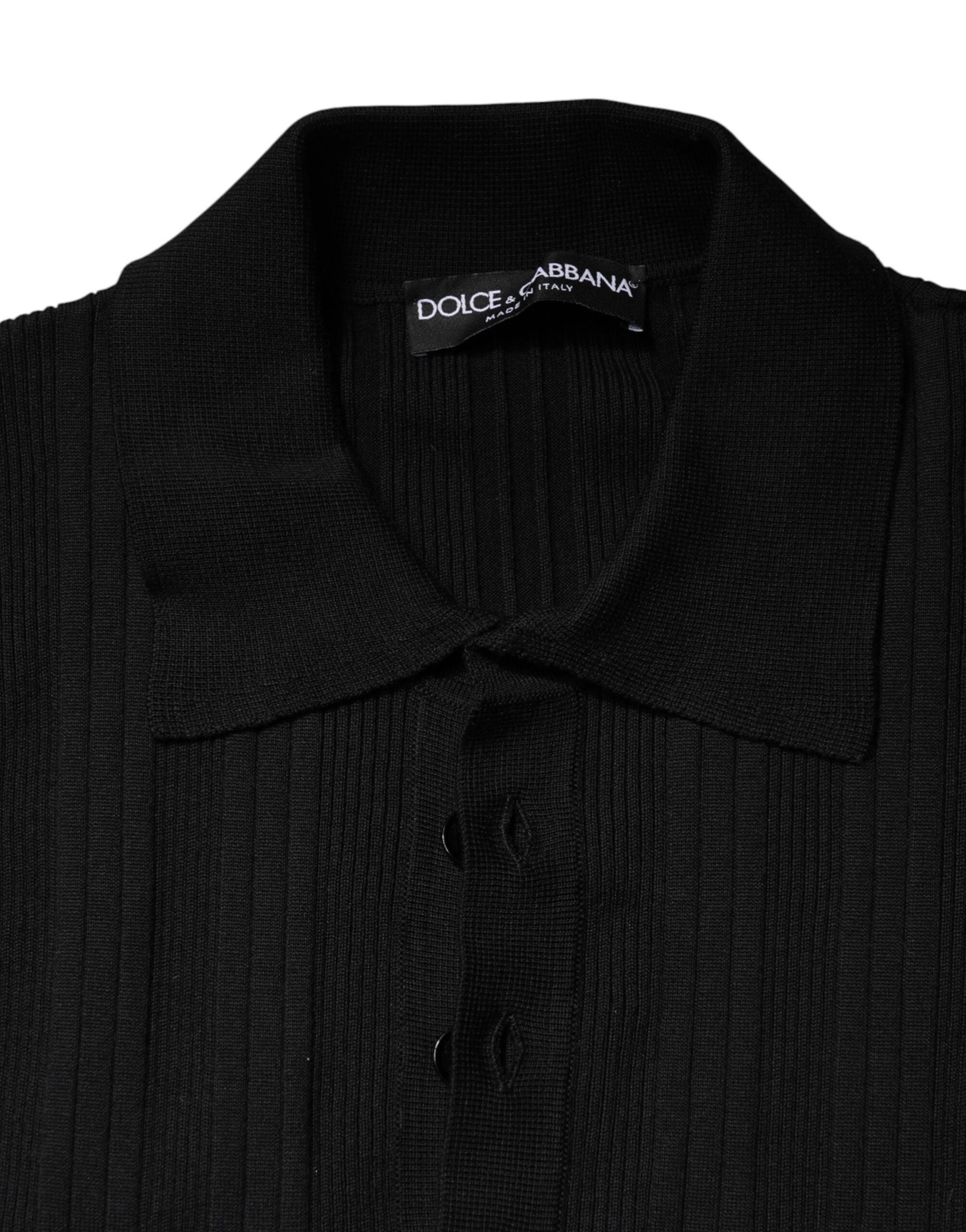 Dolce & Gabbana Men's Black Long-Sleeved Jumper with Crest Detail-7