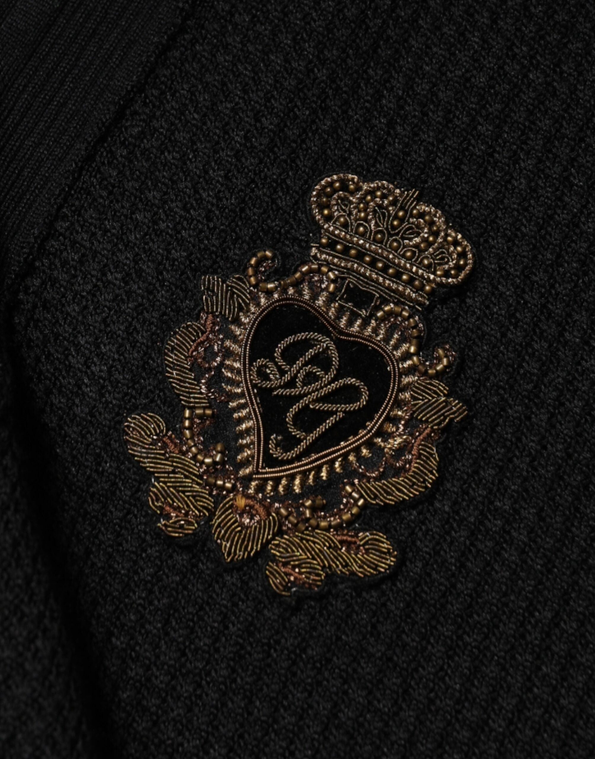 Dolce & Gabbana Men's Black Long-Sleeved Jumper with Crest Detail-8