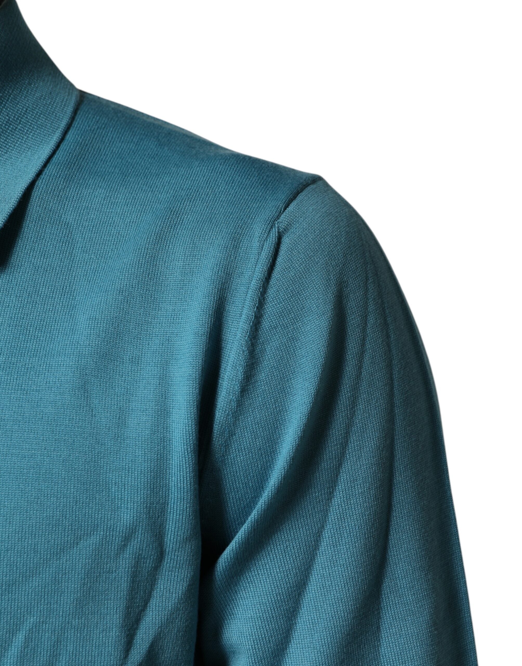 Dolce & Gabbana Teal Wool Collared Polo Pullover Sweater-6
