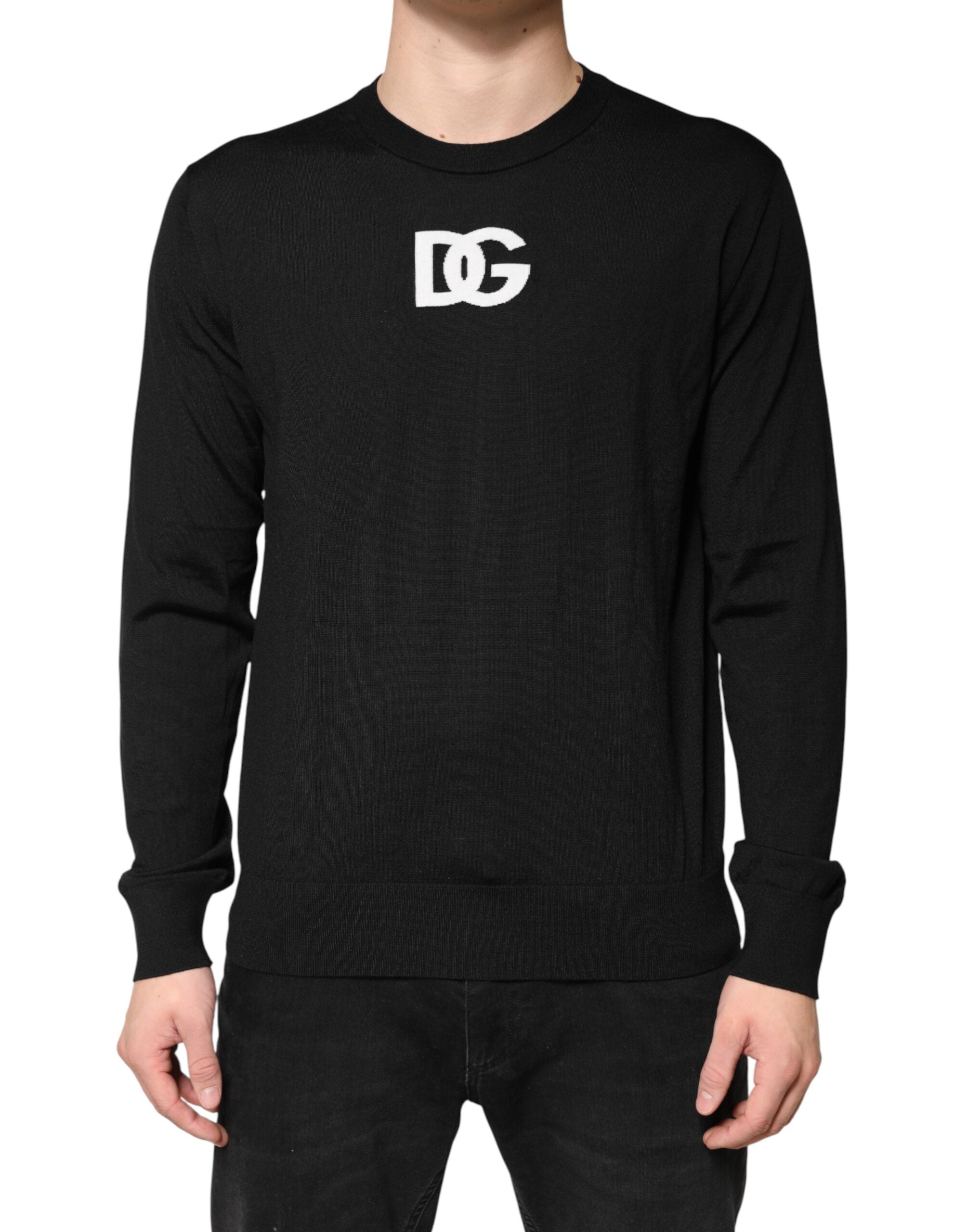 Dolce & Gabbana Men's Black Wool Crew-Neck Sweater-2