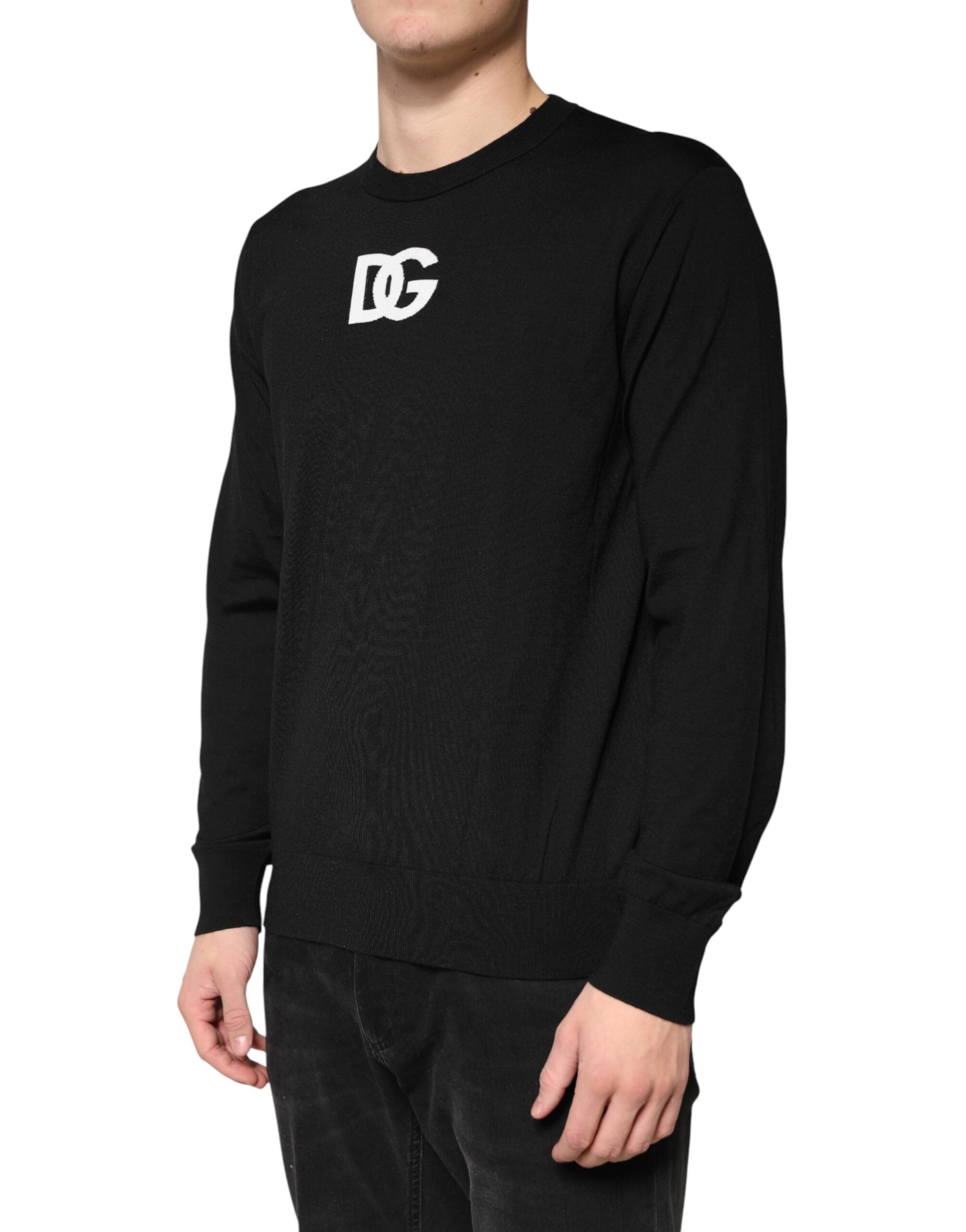 Dolce & Gabbana Men's Black Wool Crew-Neck Sweater-3