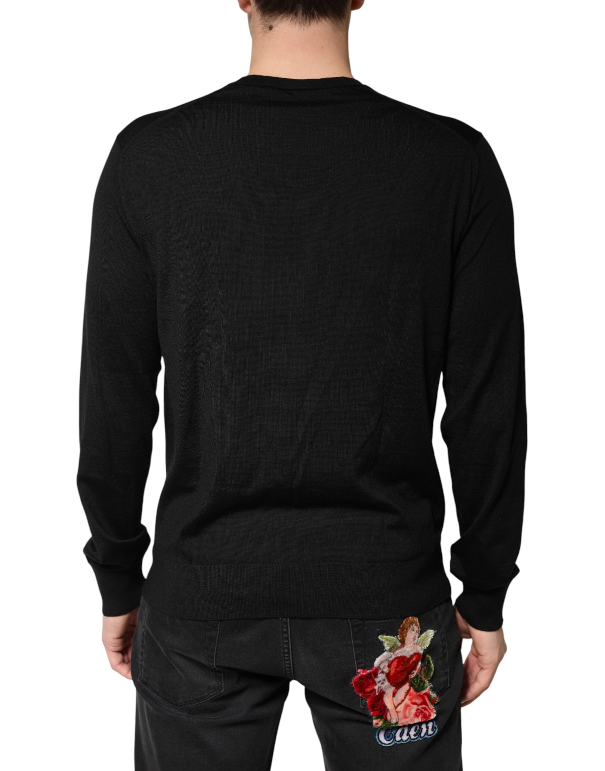 Dolce & Gabbana Men's Black Wool Crew-Neck Sweater-4