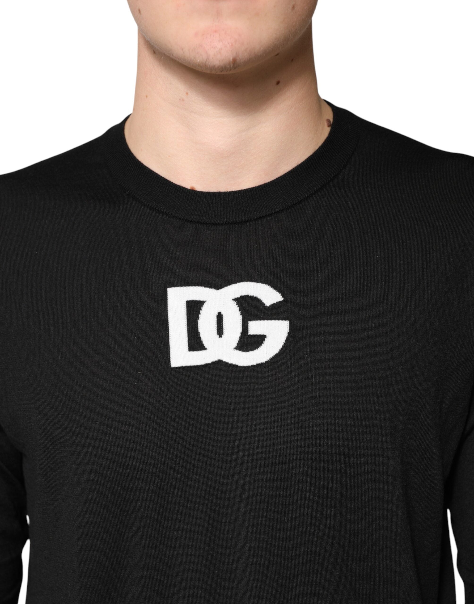 Dolce & Gabbana Men's Black Wool Crew-Neck Sweater-5