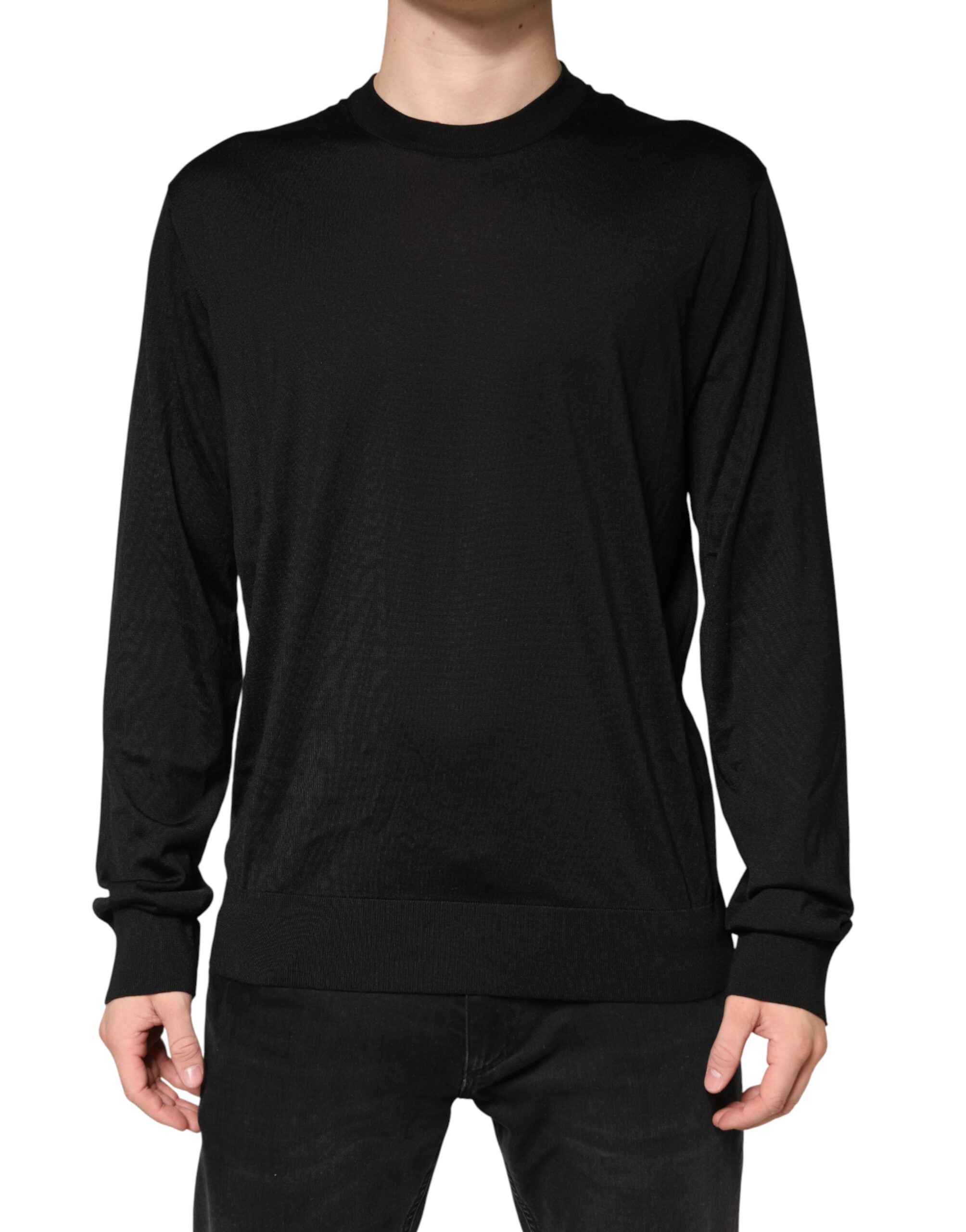 Dolce & Gabbana Men's Black Silk Crew-Neck Sweater-2