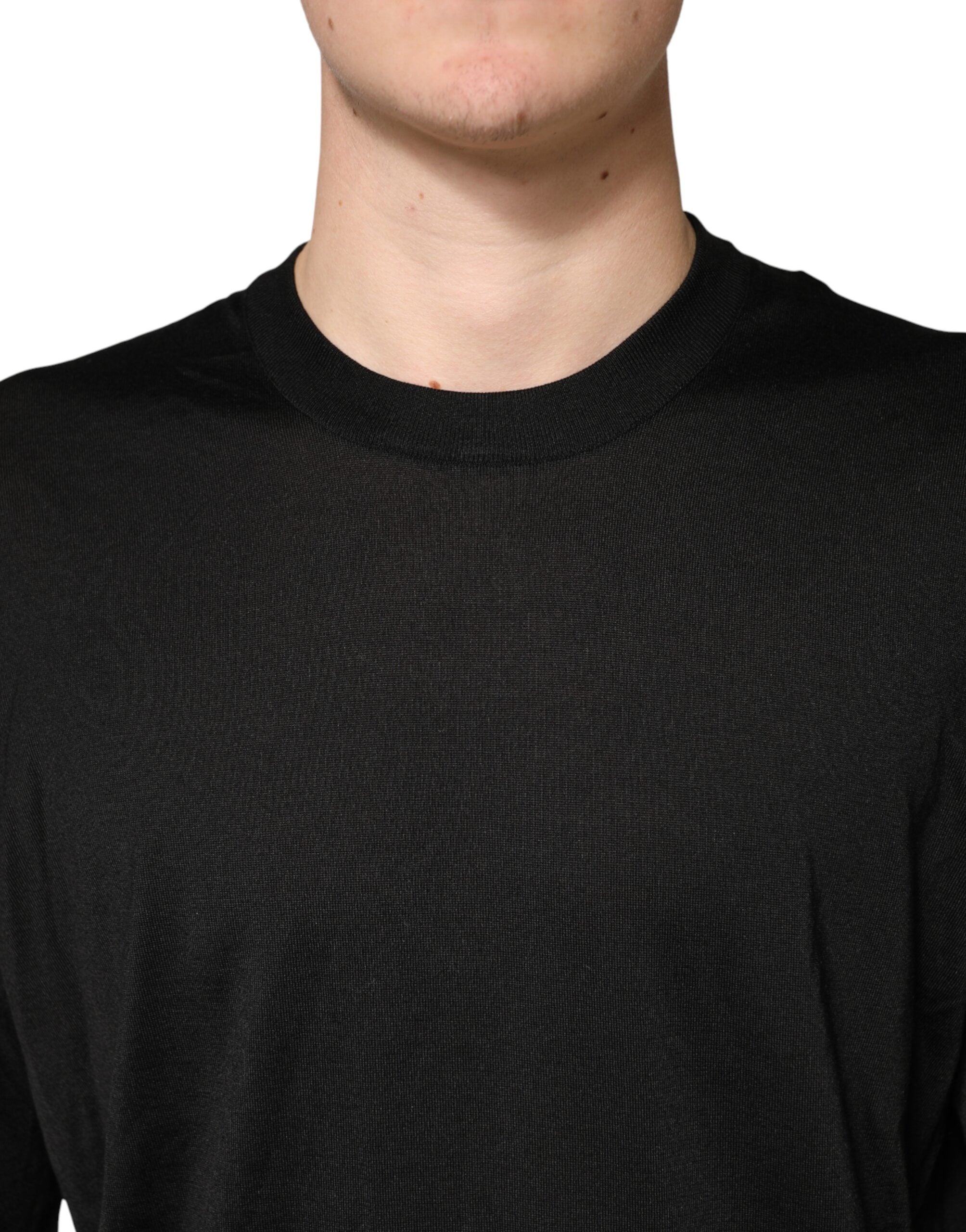 Dolce & Gabbana Men's Black Silk Crew-Neck Sweater-5