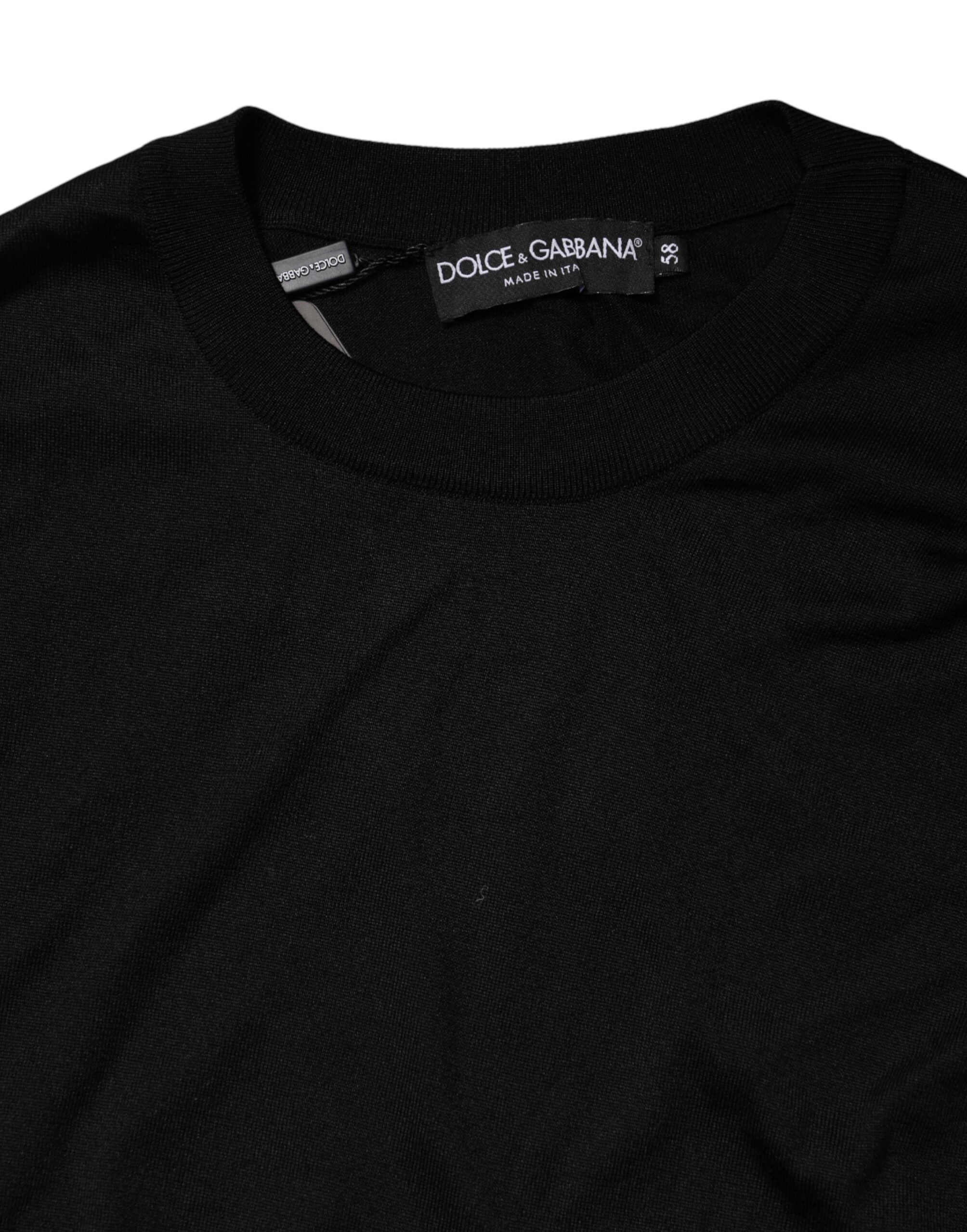 Dolce & Gabbana Men's Black Silk Crew-Neck Sweater-6