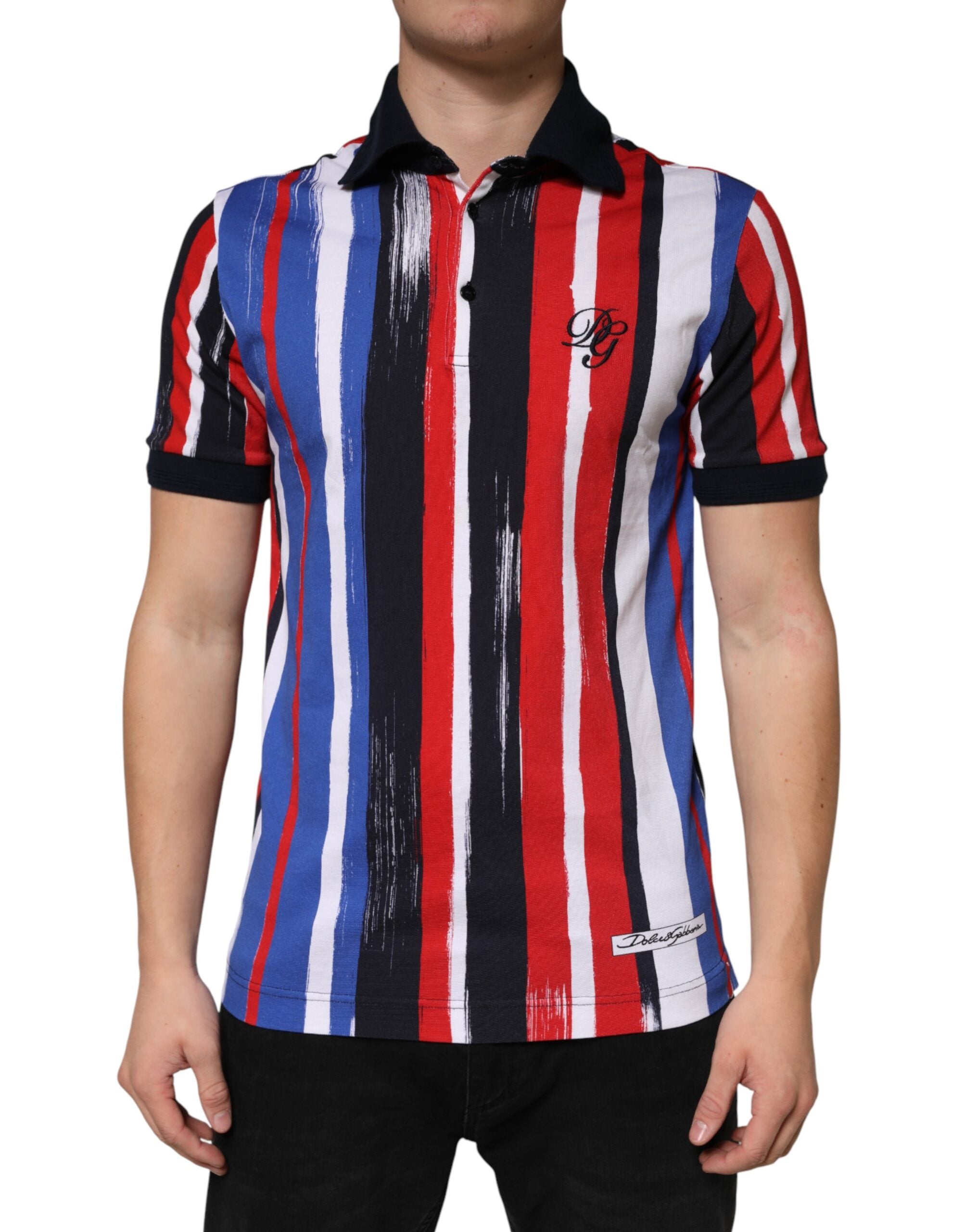 Dolce & Gabbana Men's Multicolor Striped Cotton Polo Shirt-2