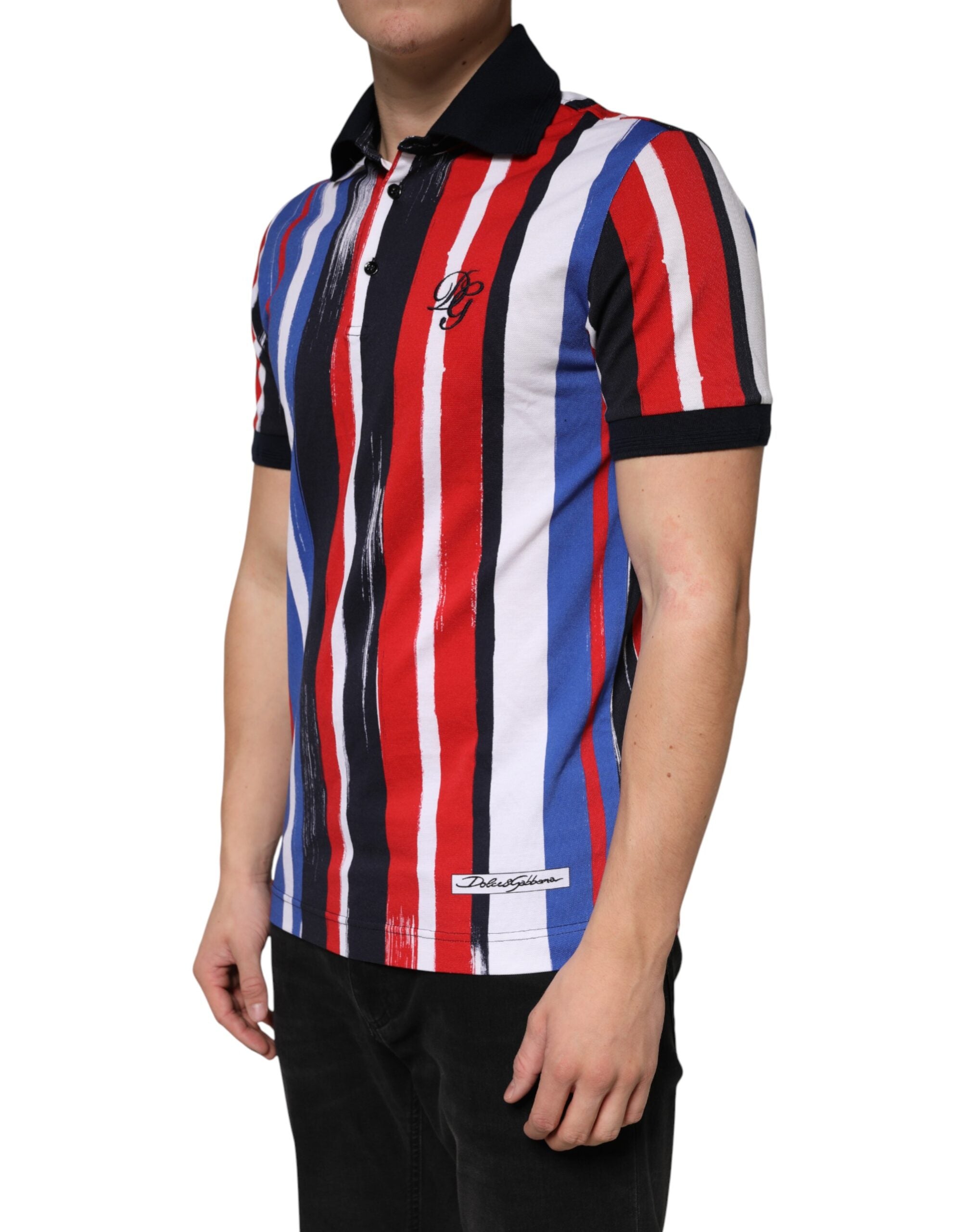 Dolce & Gabbana Men's Multicolor Striped Cotton Polo Shirt-3