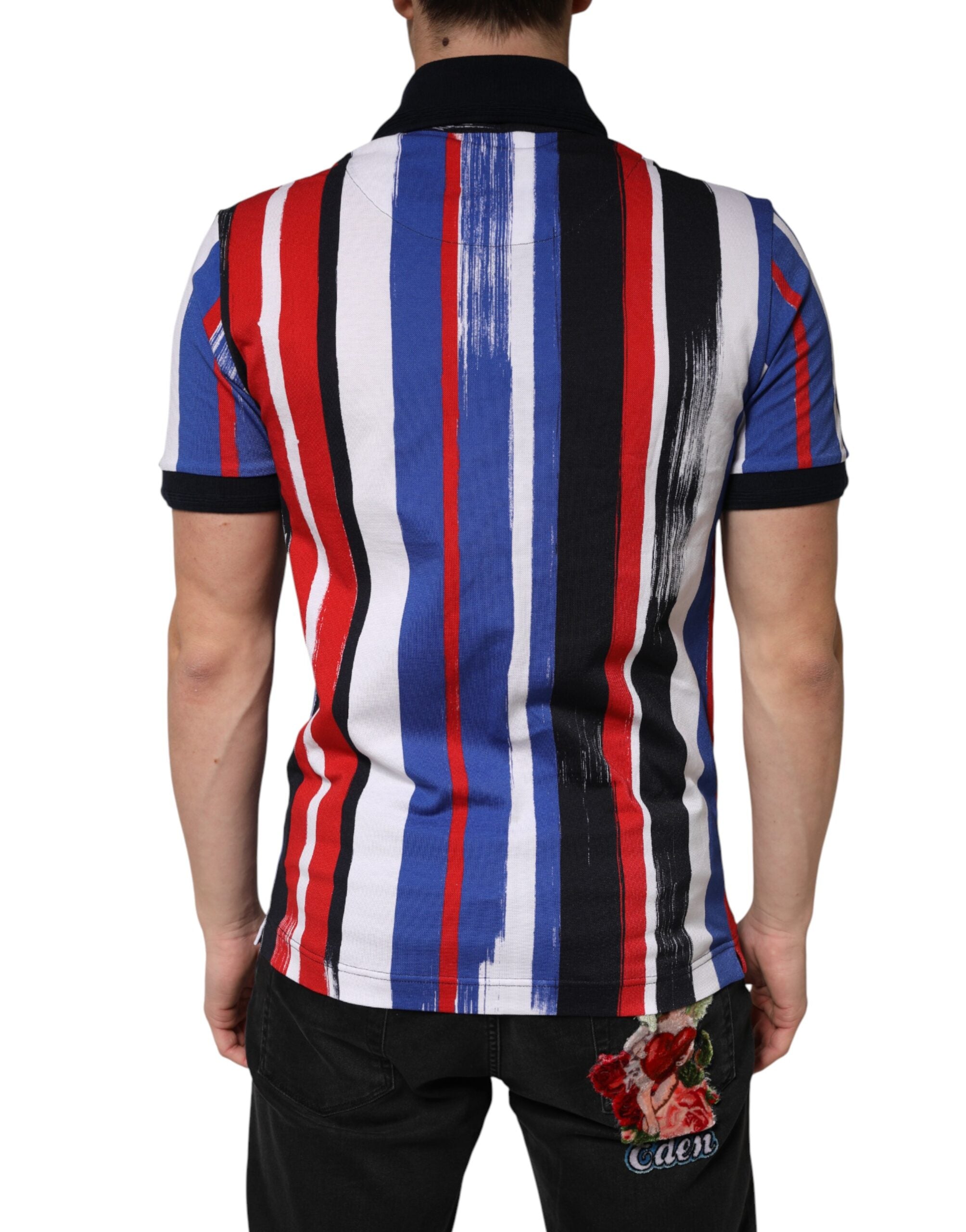 Dolce & Gabbana Men's Multicolor Striped Cotton Polo Shirt-4