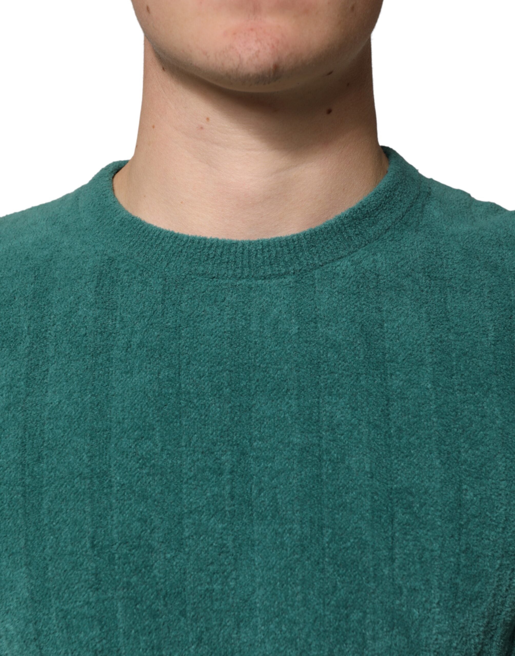 Dolce & Gabbana Men's Dark Green Crew Neck Cotton Blend T-Shirt-5