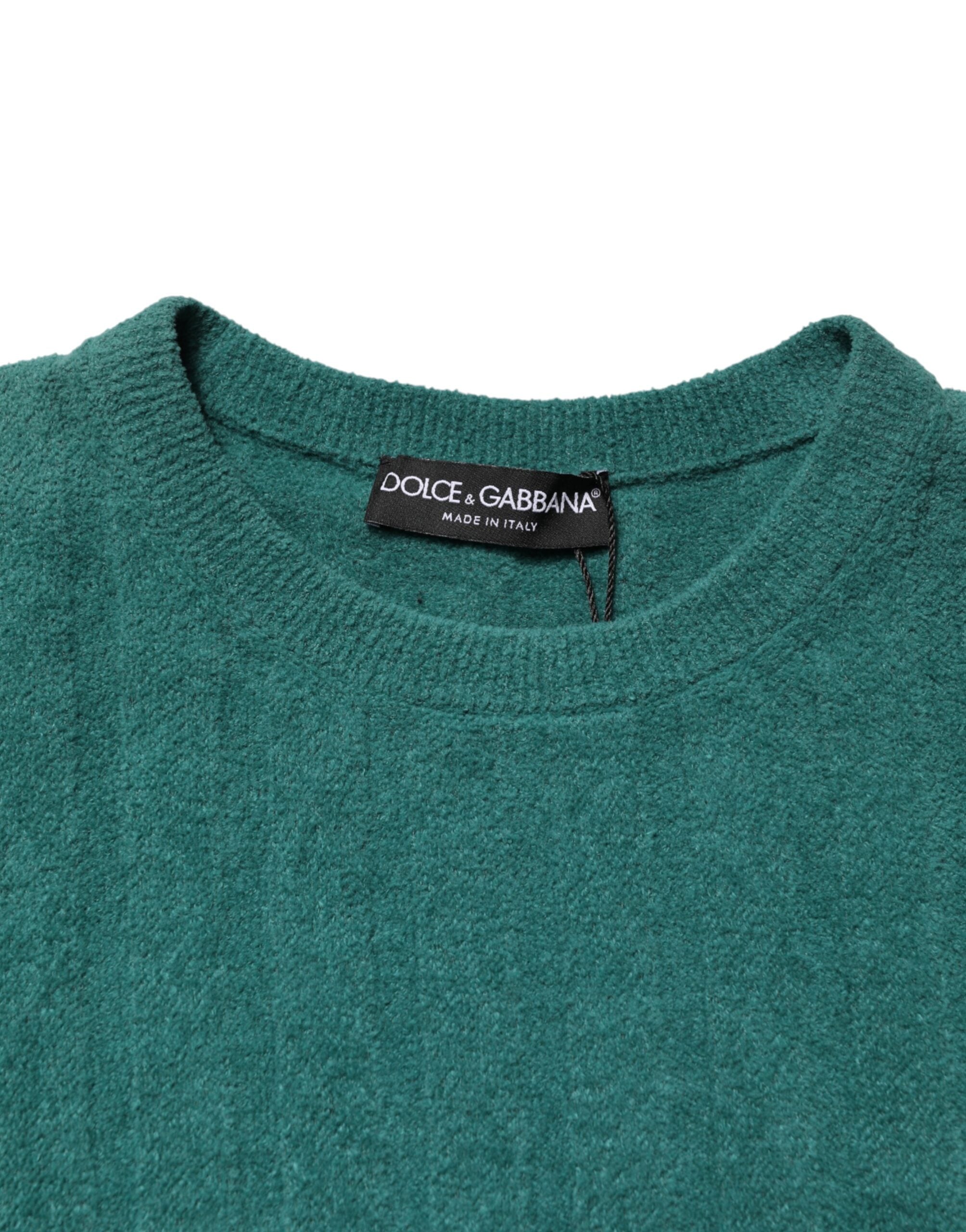 Dolce & Gabbana Men's Dark Green Crew Neck Cotton Blend T-Shirt-7