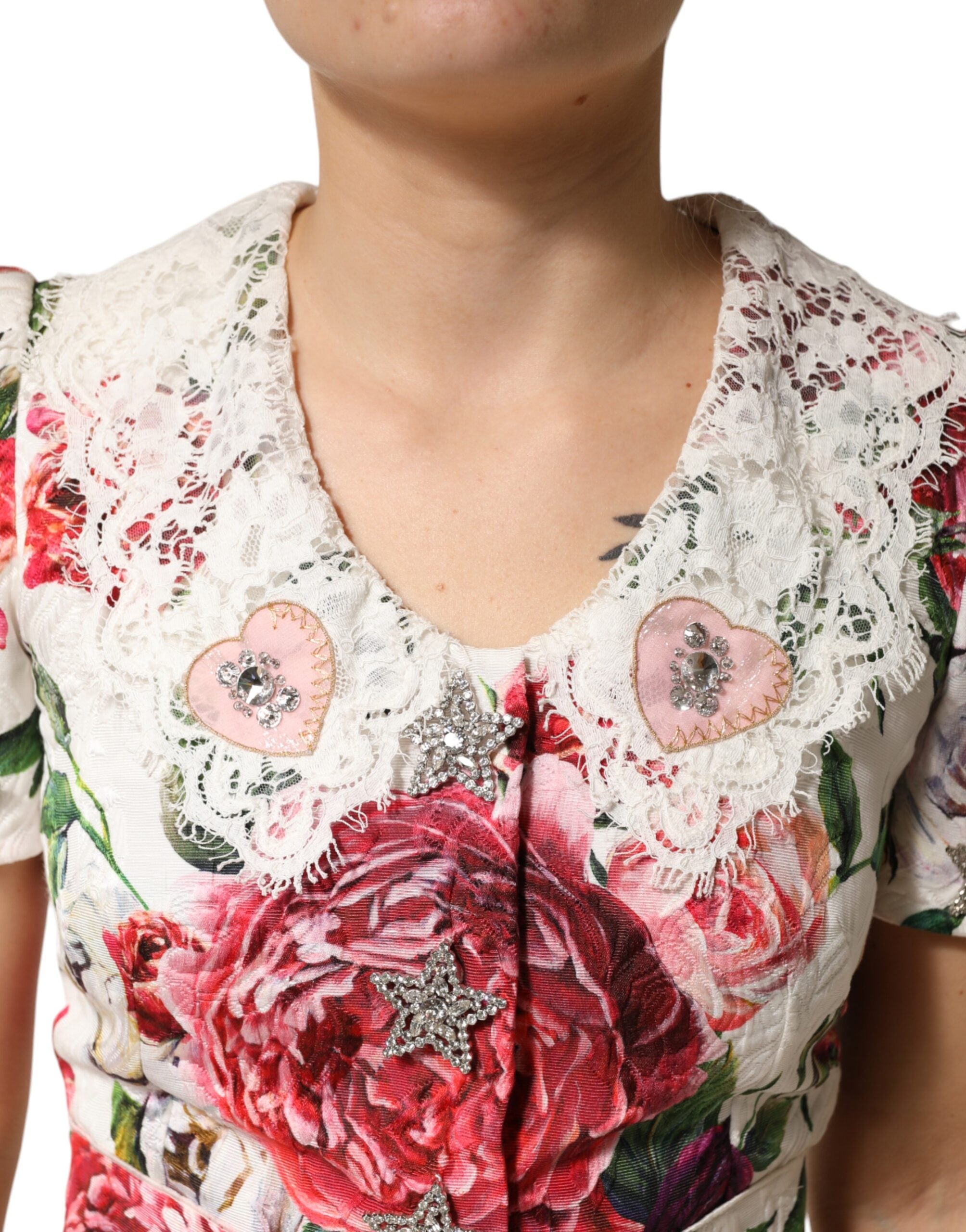 Dolce & Gabbana White Floral Embroidered Cady Mini Dress-5
