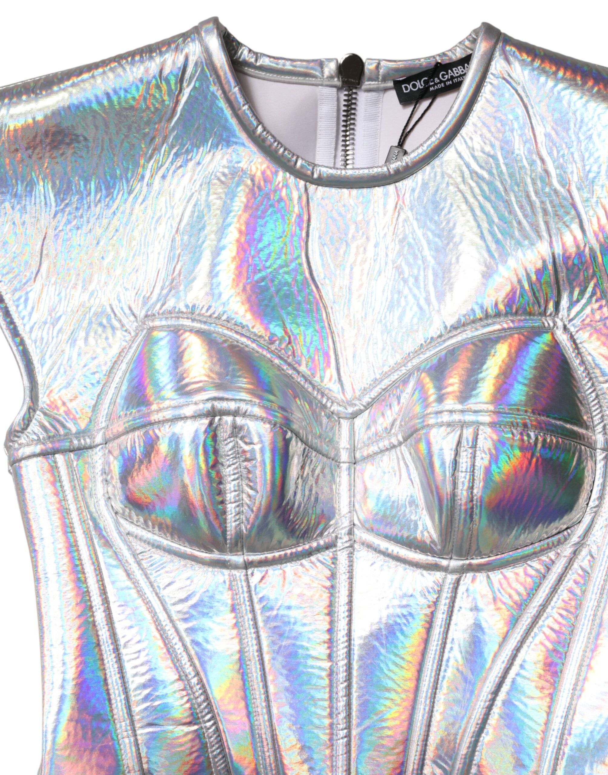 Dolce & Gabbana Silber schillerndes Bodycon Etui-Midikleid-7