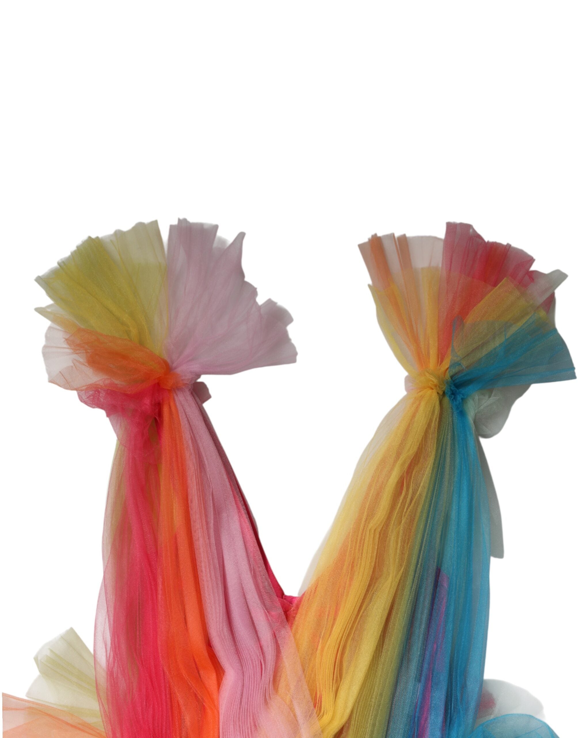 Dolce & Gabbana Multicolor Ruffled Nylon Tulle Midi Dress-7