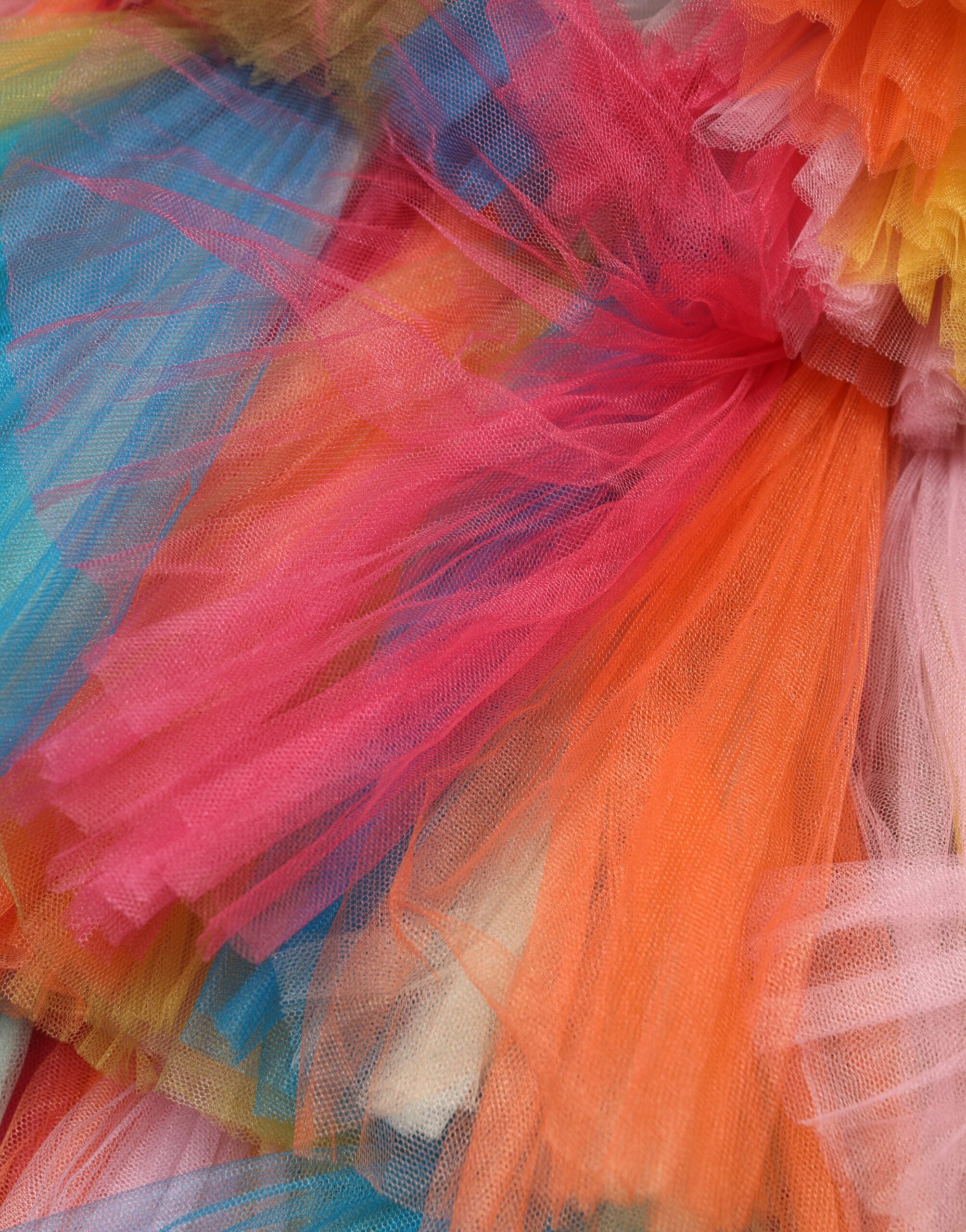 Dolce & Gabbana Multicolor Ruffled Nylon Tulle Midi Dress-8
