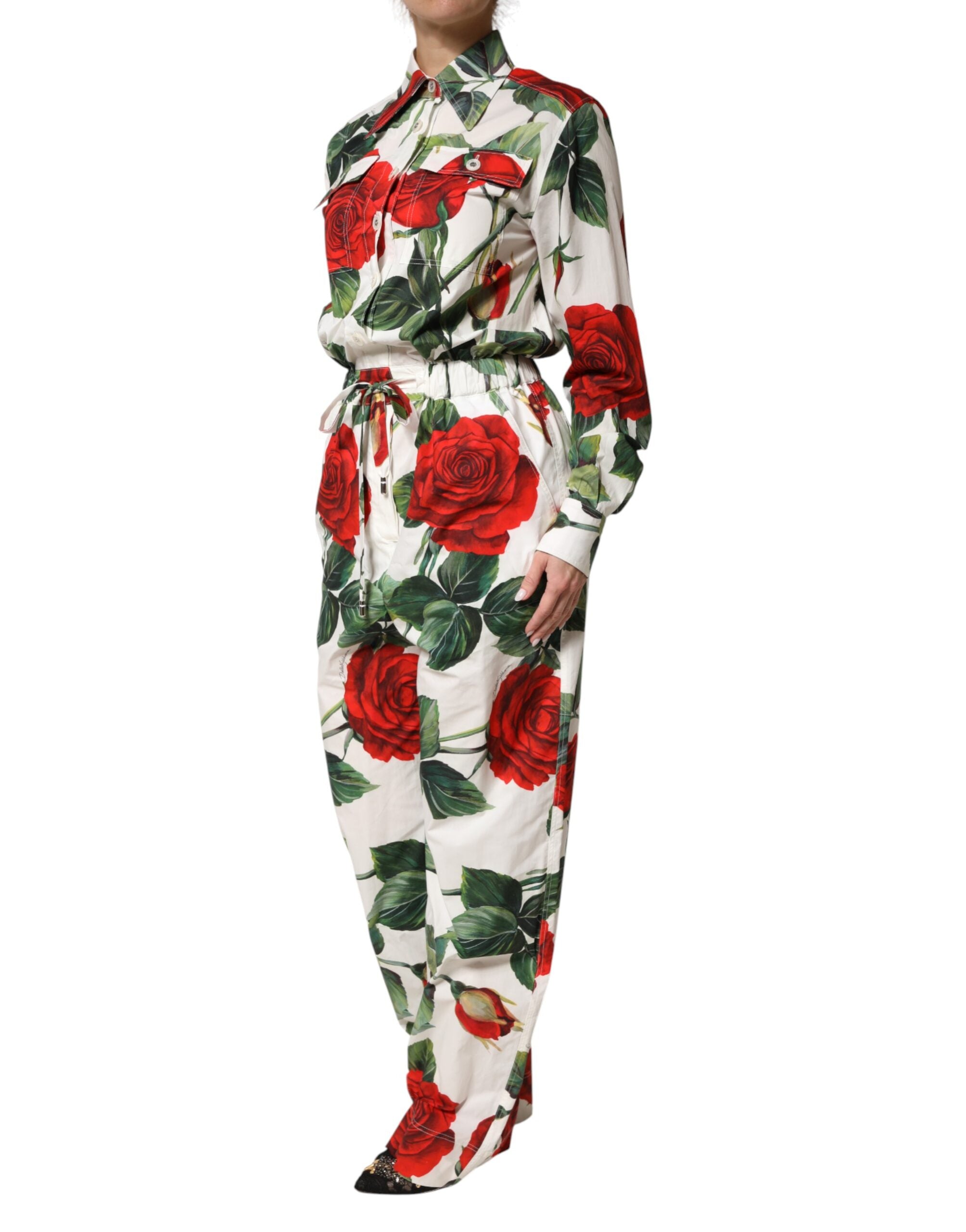 Dolce & Gabbana Jumpsuit-Kleid aus Baumwolle mit weißem Blumenprint-3