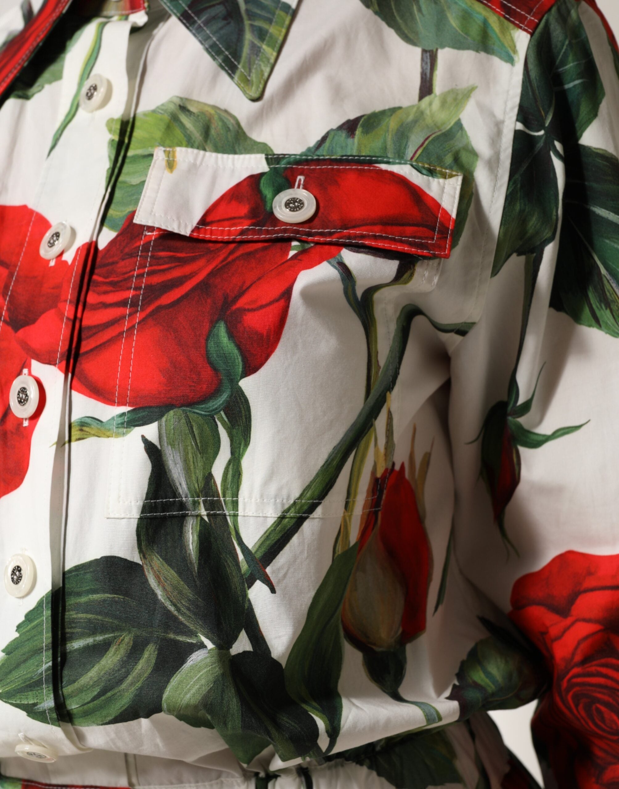 Dolce & Gabbana Jumpsuit-Kleid aus Baumwolle mit weißem Blumenprint-6
