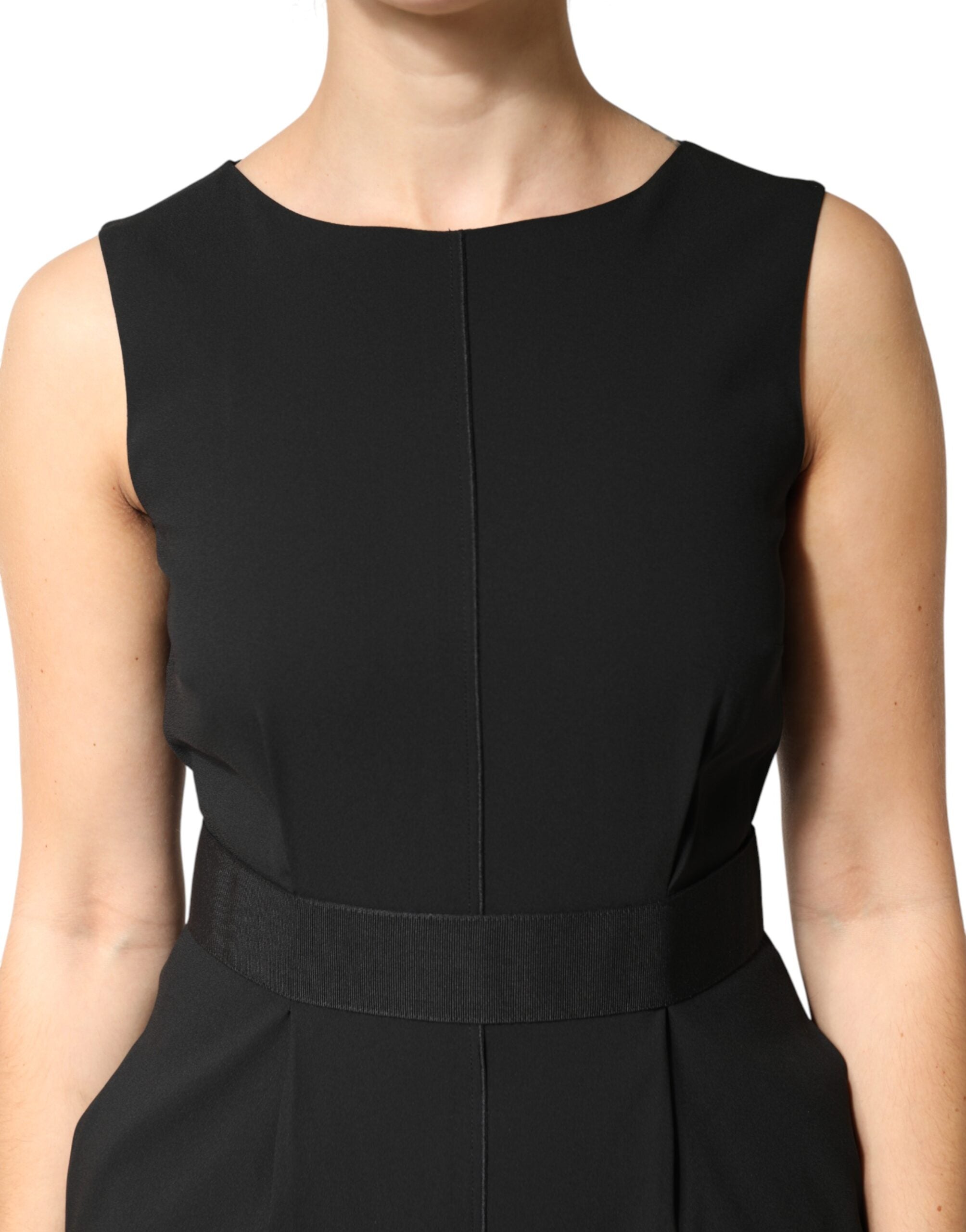 Dolce & Gabbana Schwarzes ärmelloses Etuikleid knielang-5