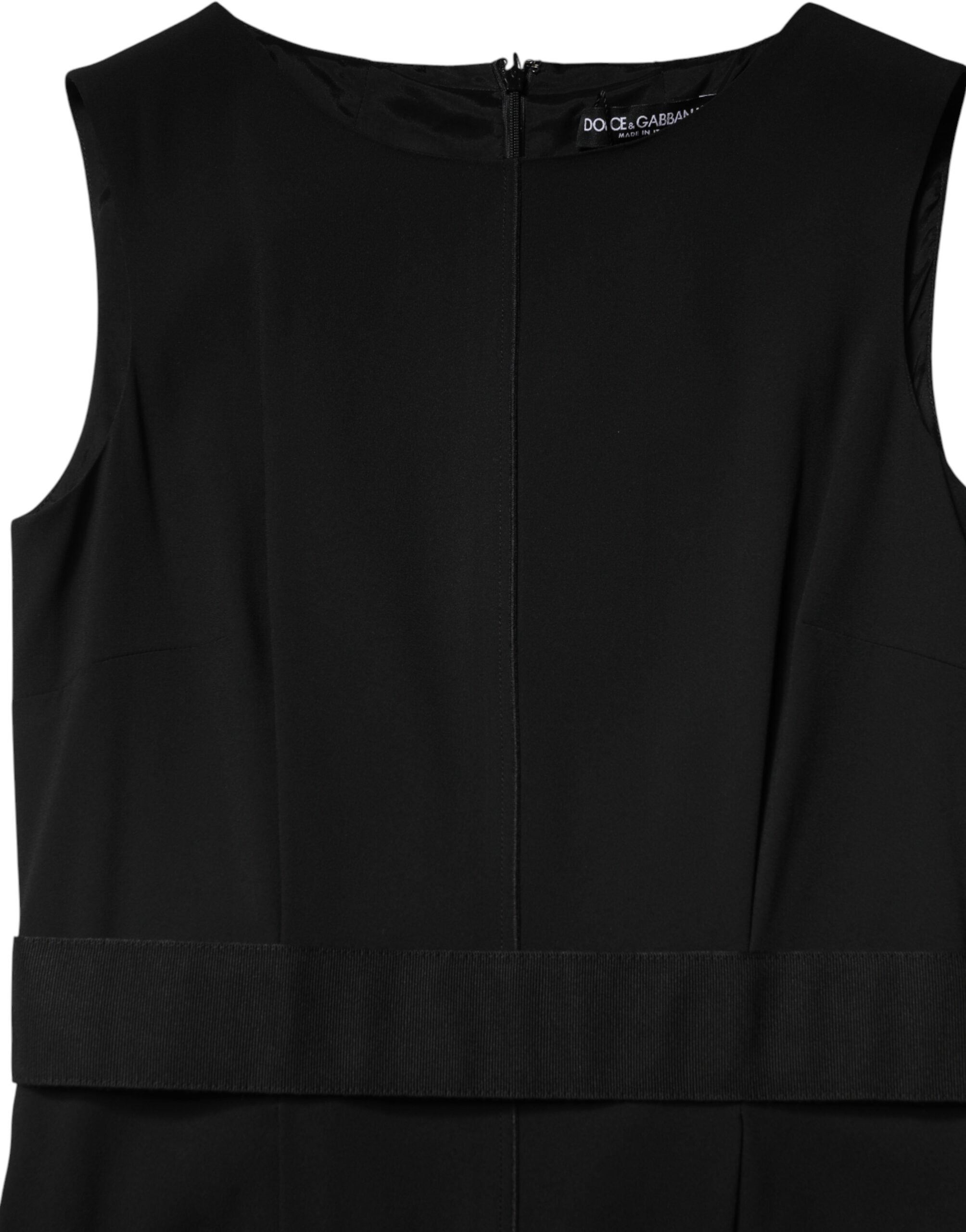 Dolce & Gabbana Schwarzes ärmelloses Etuikleid knielang-7