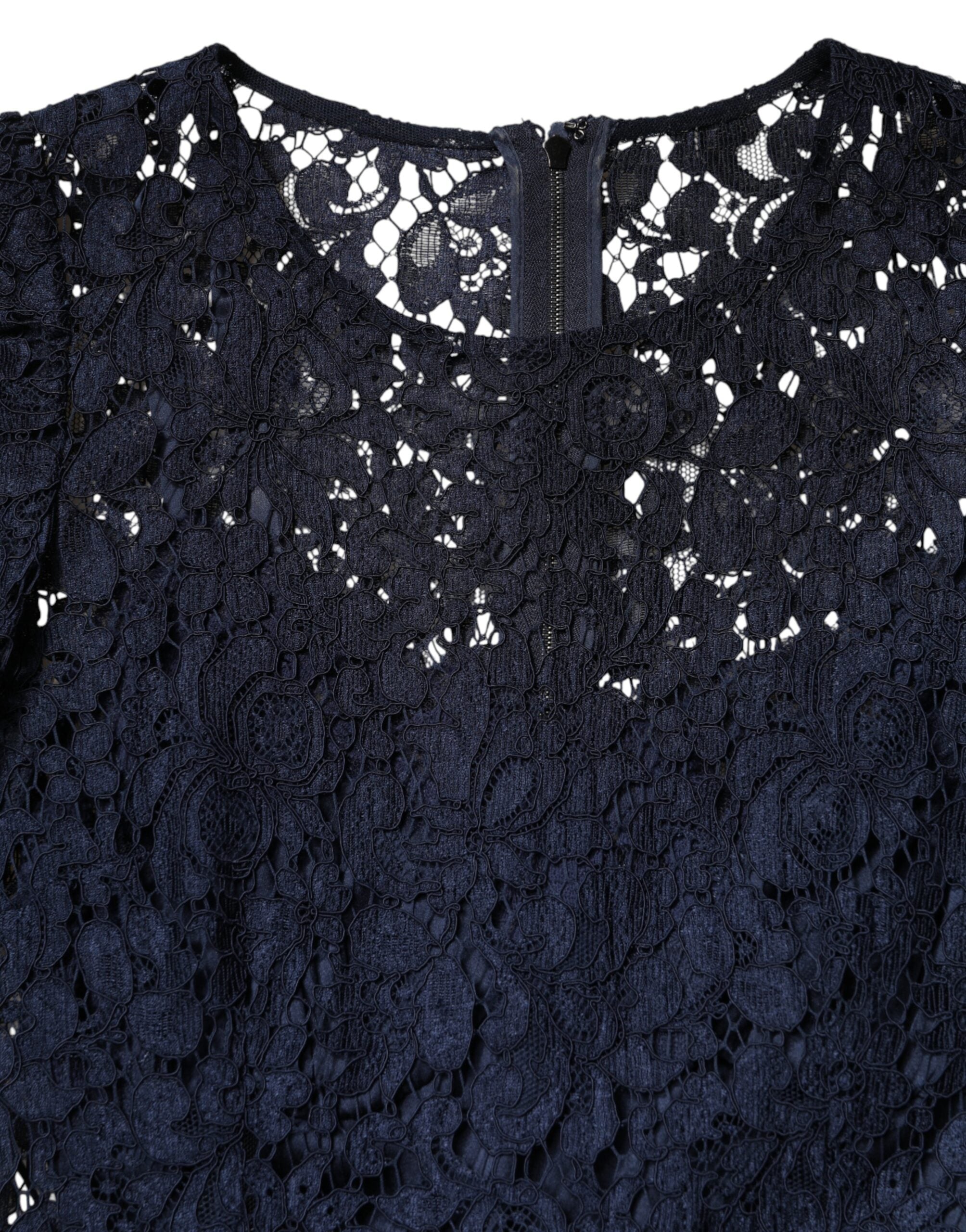 Dolce & Gabbana Blue A-Line Lace Ruffle Knee-Length Dress-6