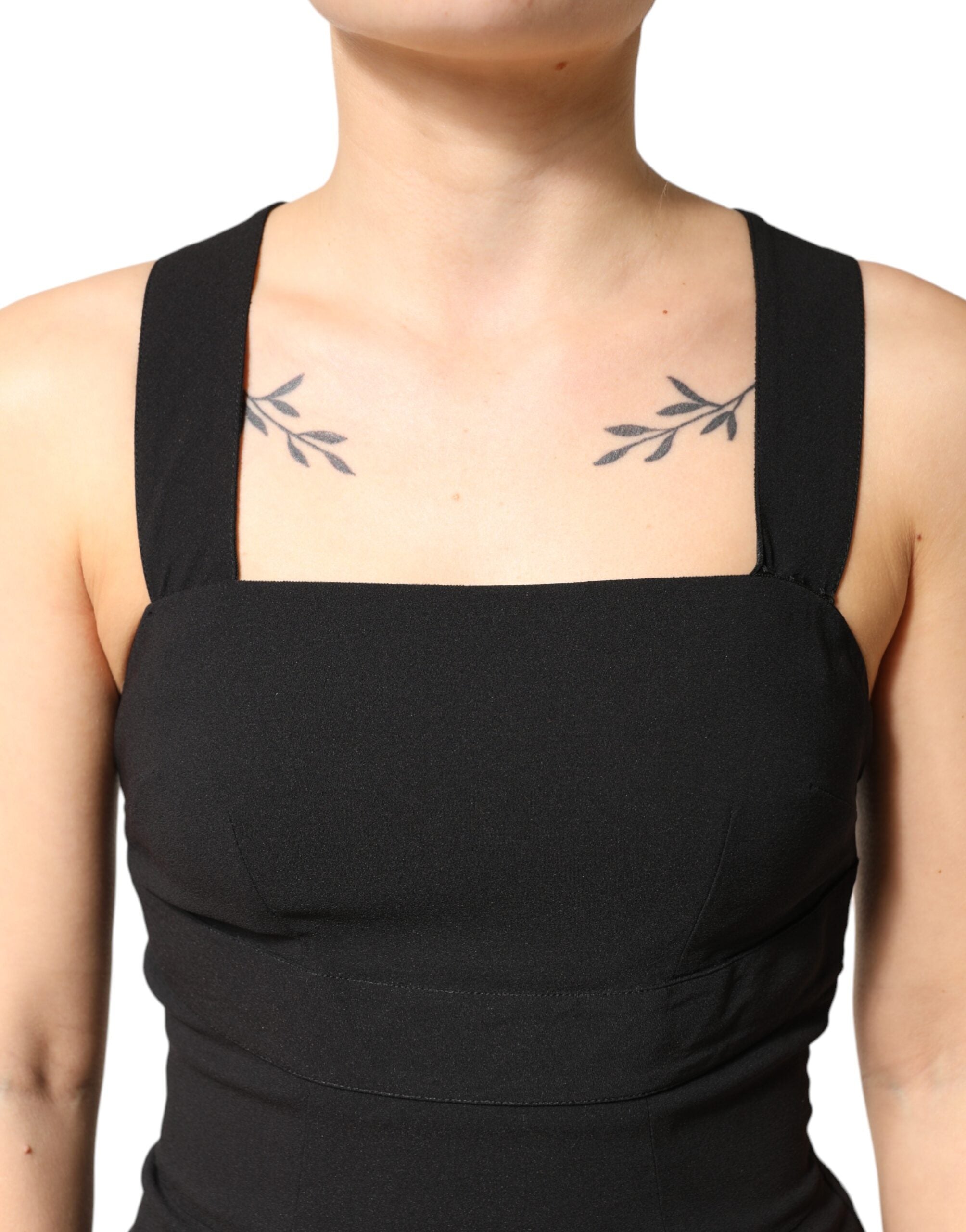Dolce & Gabbana Black Sleeveless Square-Neck Midi Dress-5