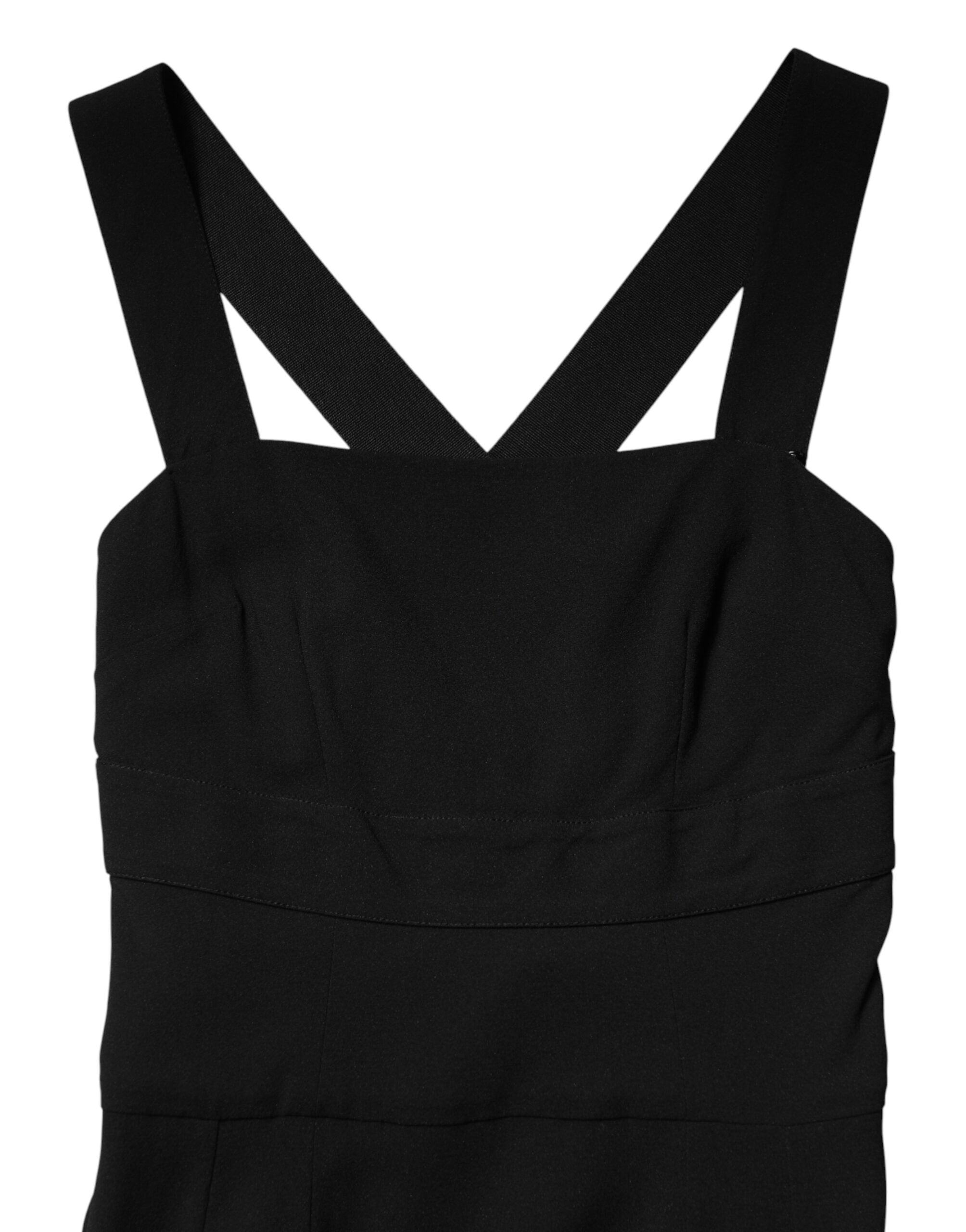 Dolce & Gabbana Black Sleeveless Square-Neck Midi Dress-6