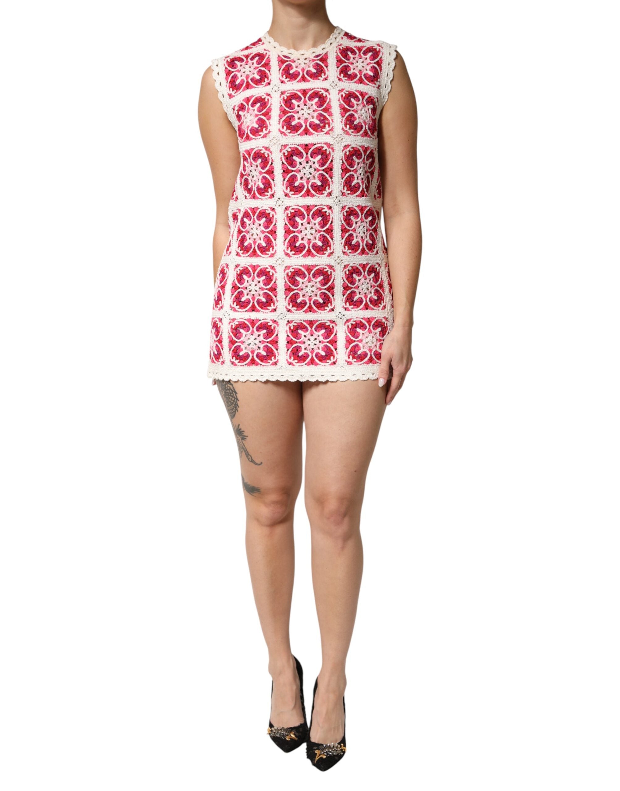 Dolce & Gabbana Multicolor Brick Stitch Crochet Dress