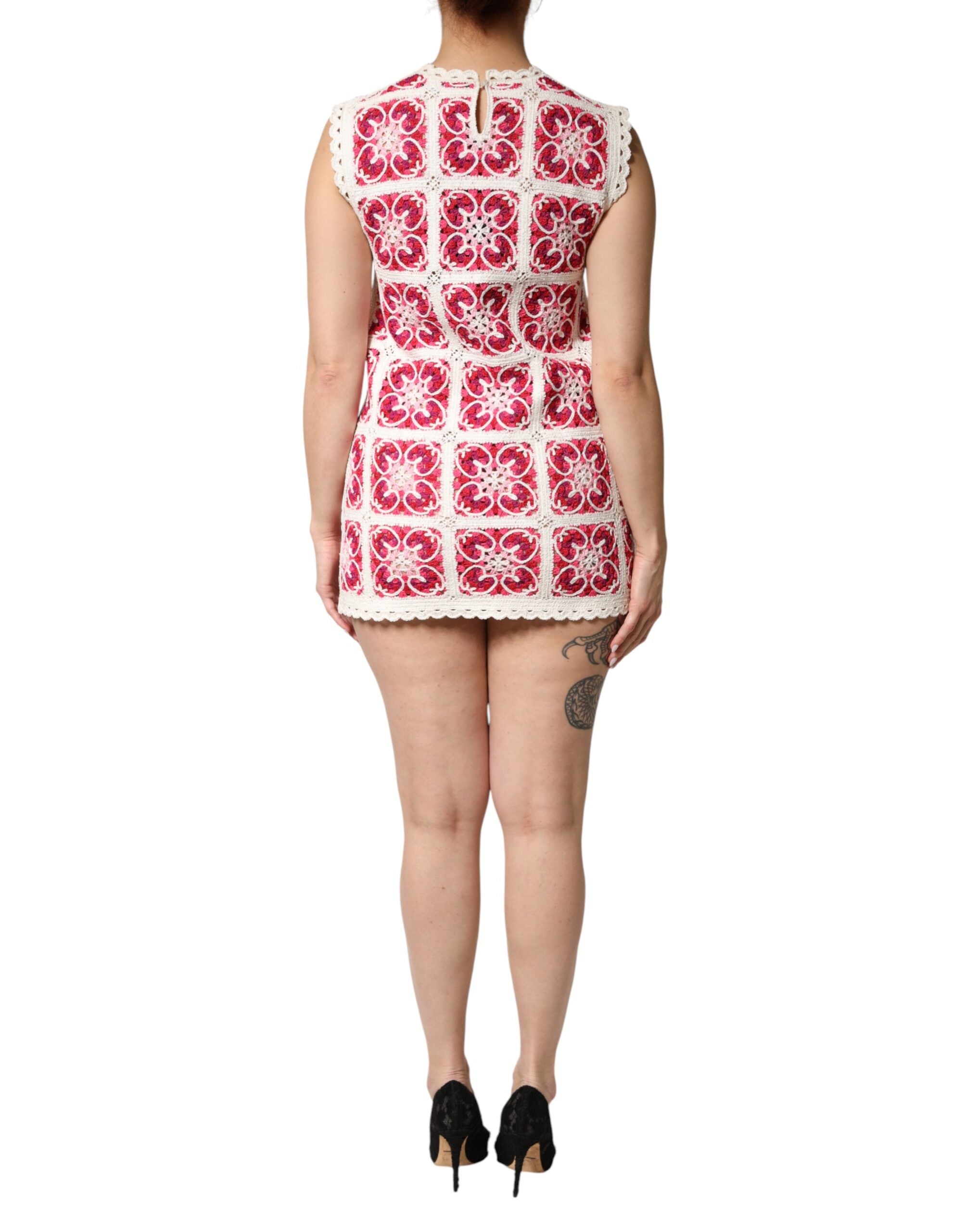 Dolce & Gabbana Multicolor Brick Stitch Crochet Dress-4