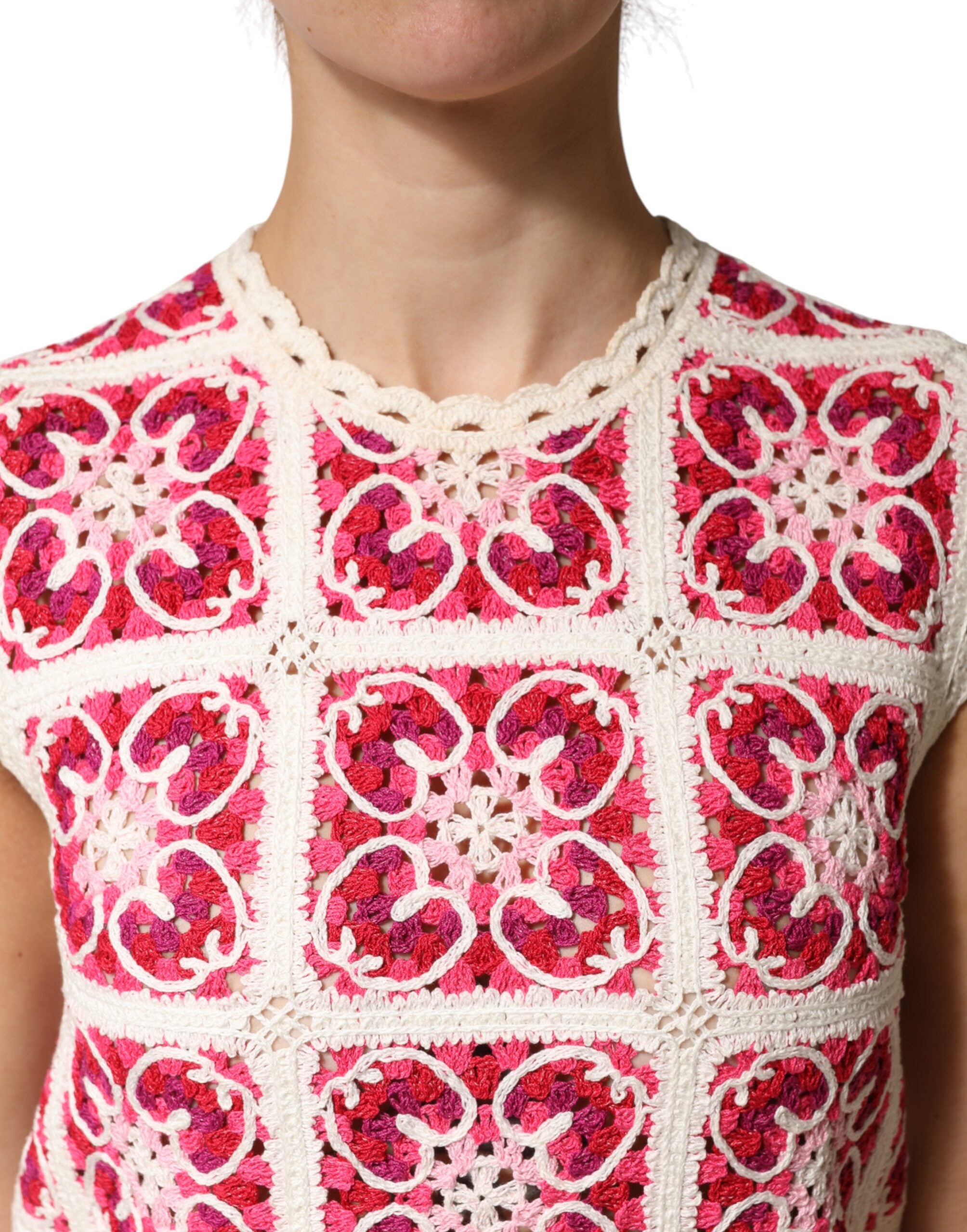 Dolce & Gabbana Multicolor Brick Stitch Crochet Dress-5