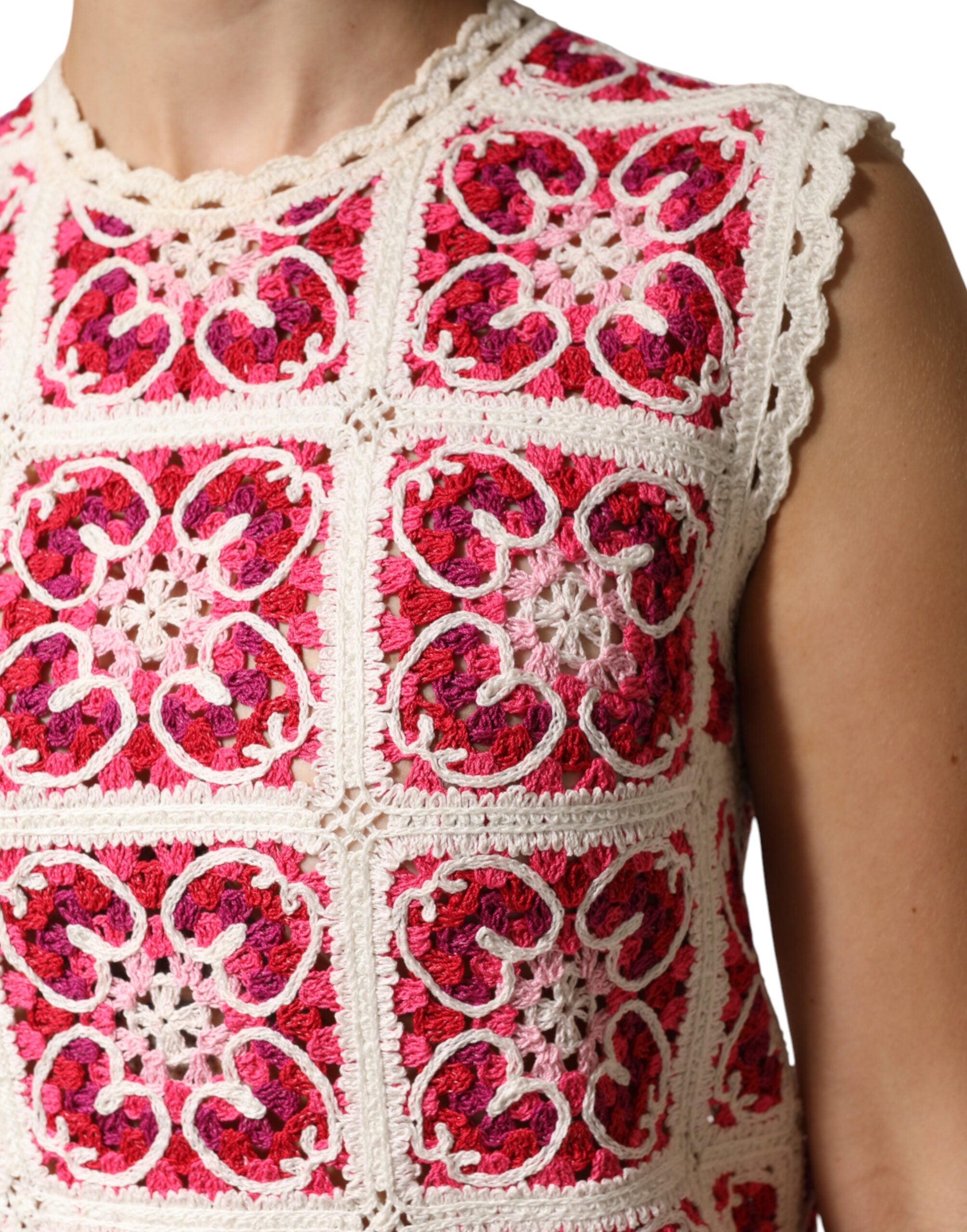 Dolce & Gabbana Multicolor Brick Stitch Crochet Dress-6