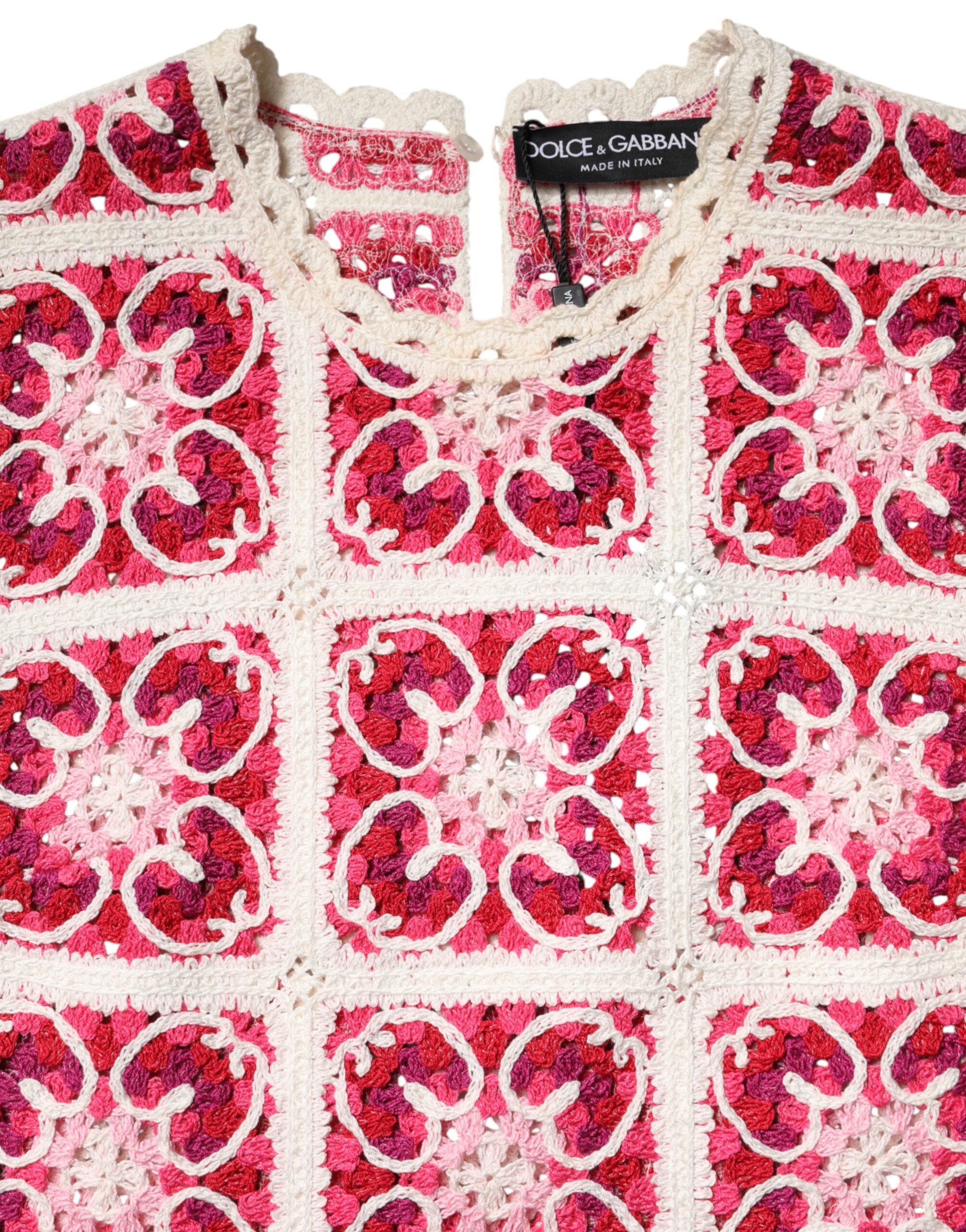 Dolce & Gabbana Multicolor Brick Stitch Crochet Dress-7