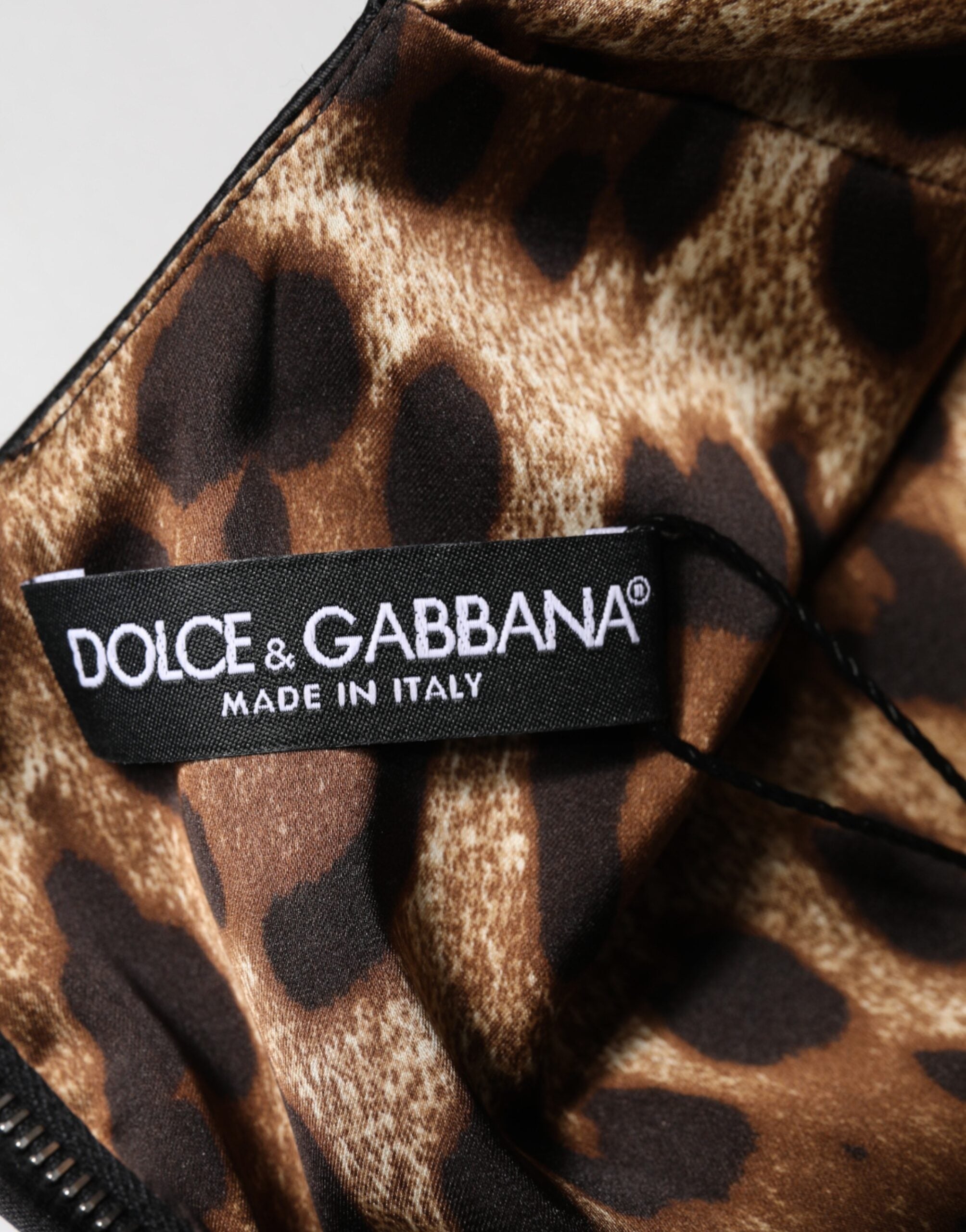 Dolce & Gabbana Black Satin Sheath Dress with Short Sleeves, Midi-Length-7