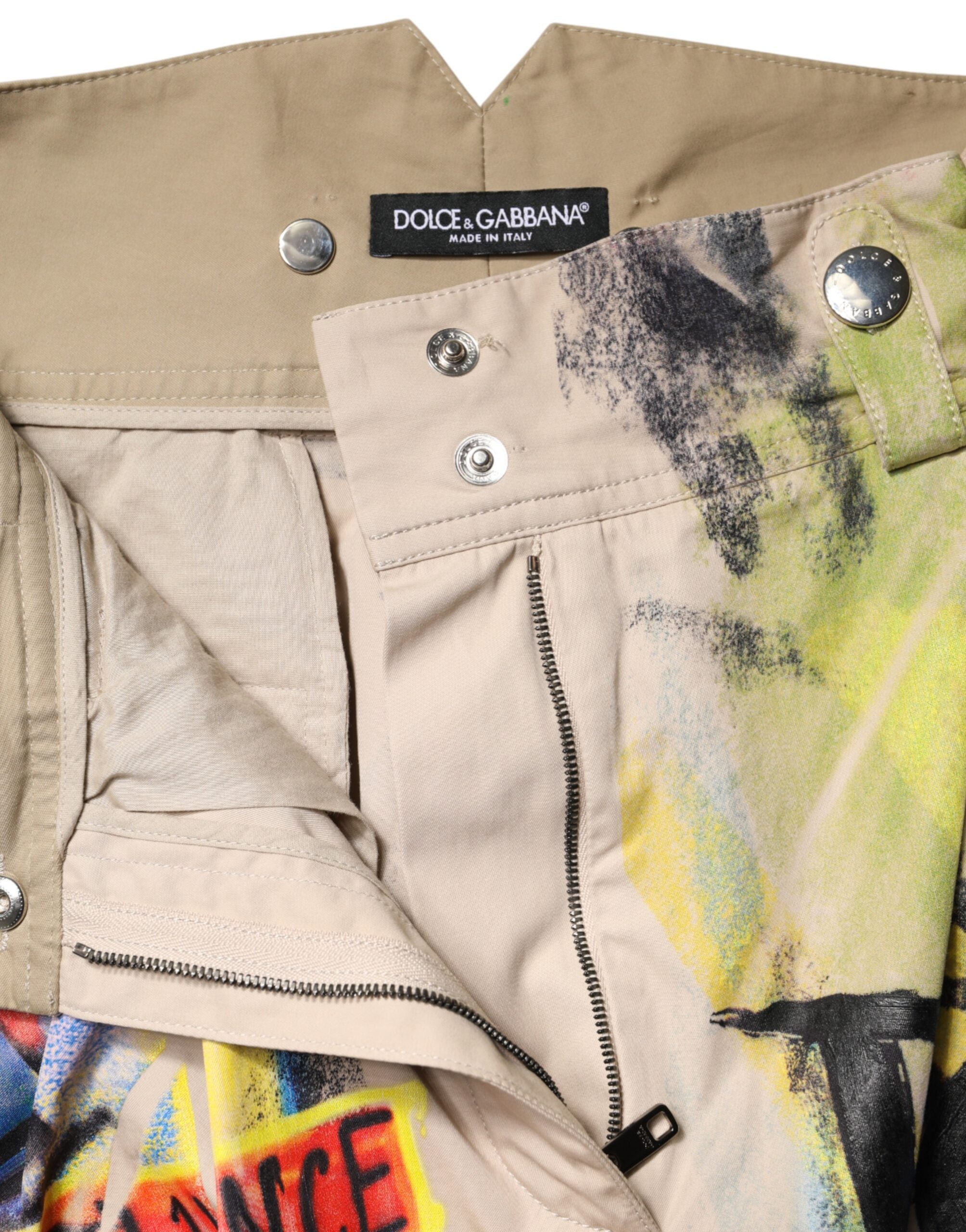 Dolce & Gabbana Multicolor Graffiti High-Waist Bermuda Shorts-6